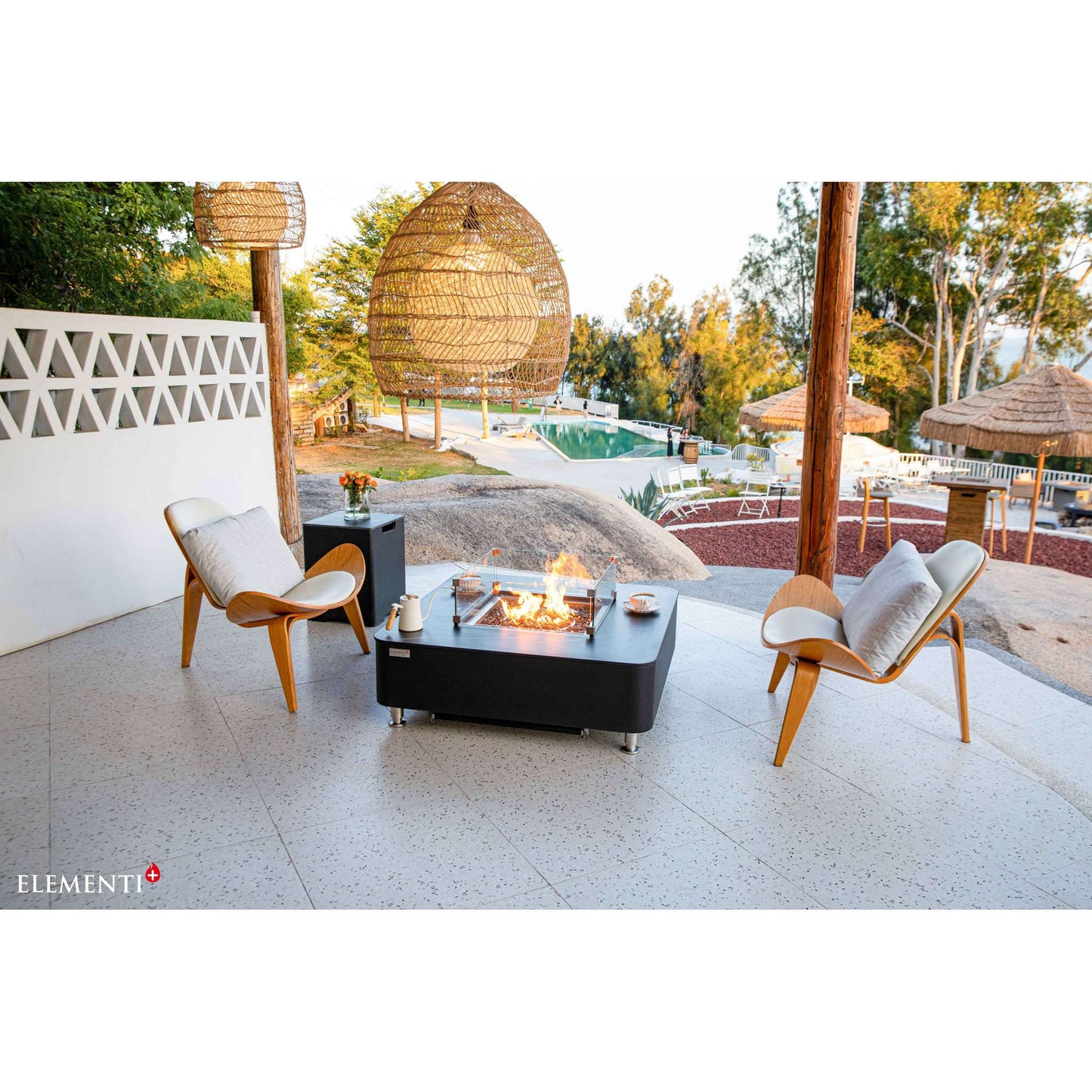 Elementi Plus Annecy Marble Porcelain Fire Table Bulgaria Black