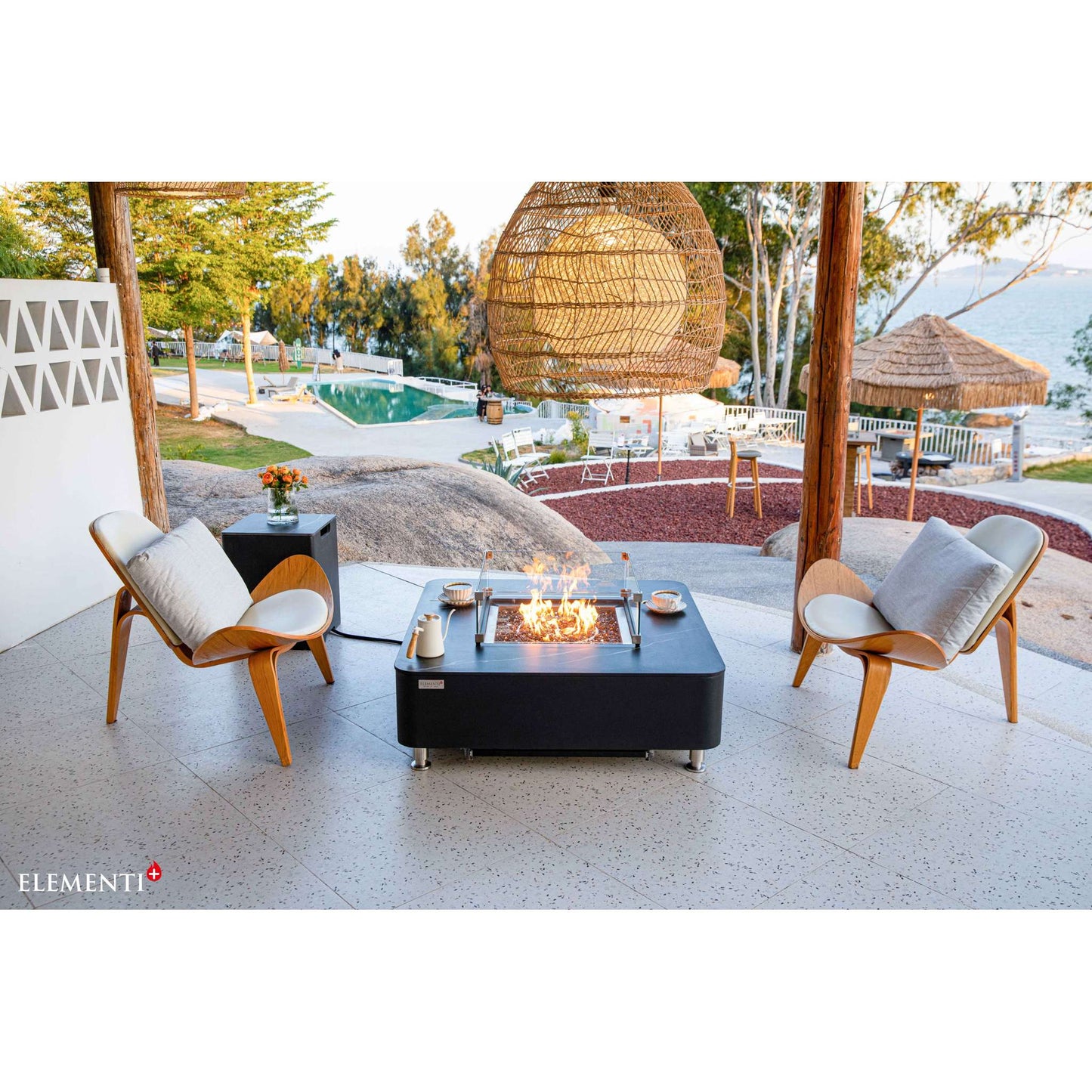 Elementi Plus Annecy Marble Porcelain Fire Table Bulgaria Black