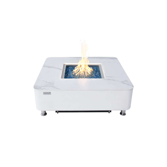 Elementi Plus Annecy Marble Porcelain Fire Table Bianco White