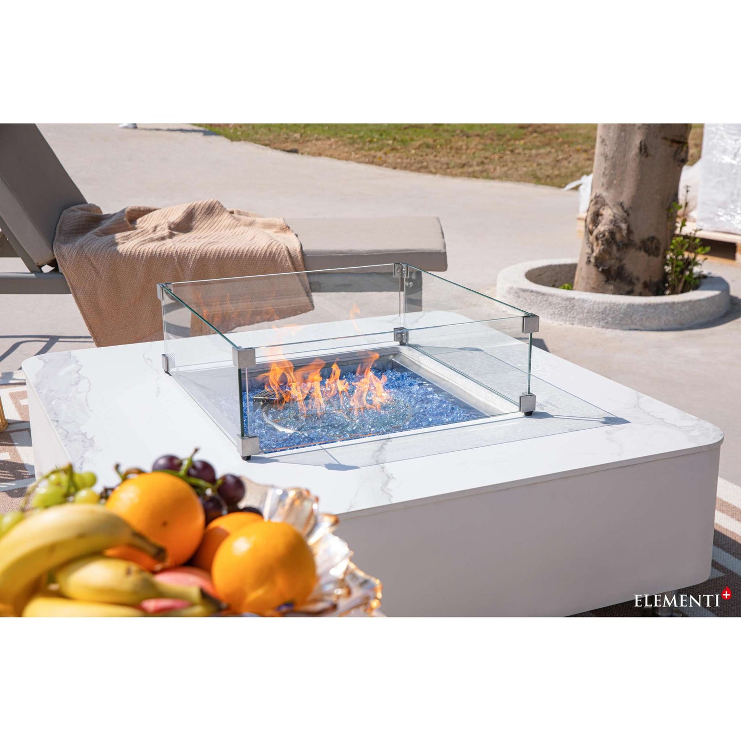 Elementi Plus Annecy Marble Porcelain Fire Table Bianco White