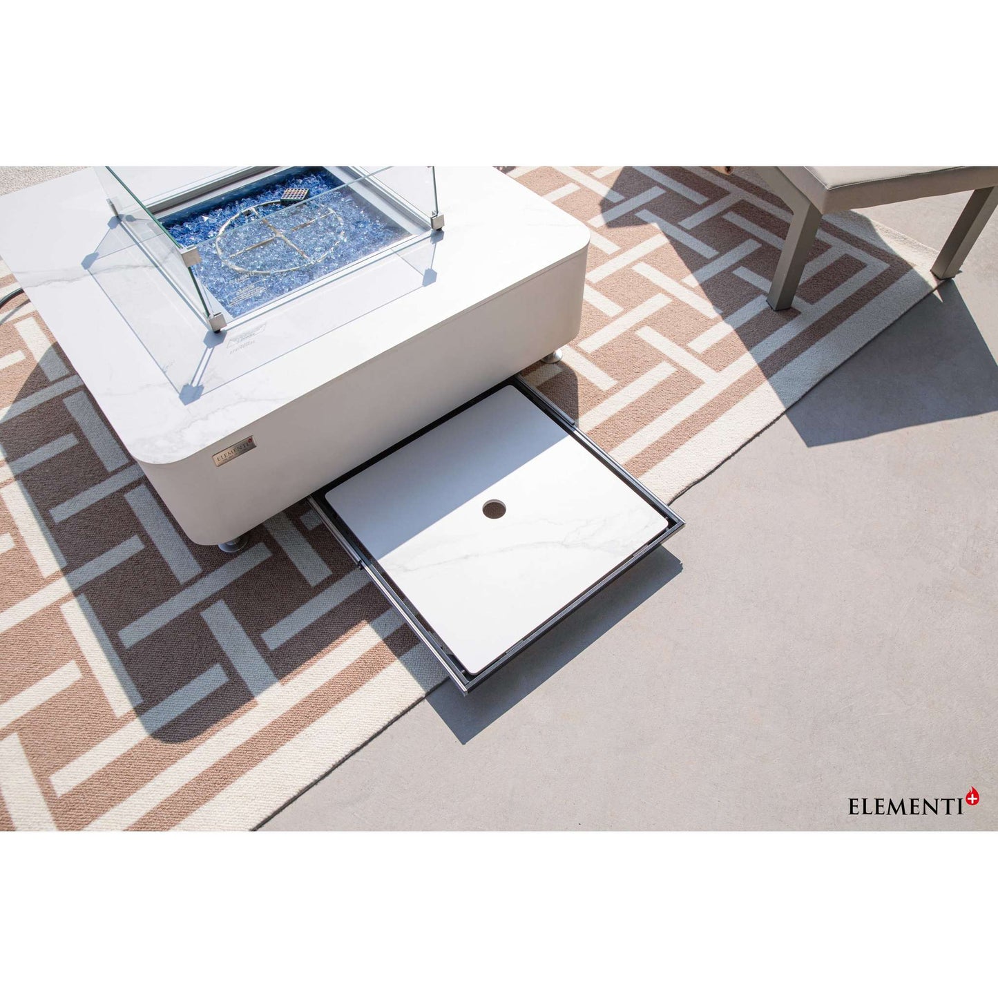 Elementi Plus Annecy Marble Porcelain Fire Table Bianco White