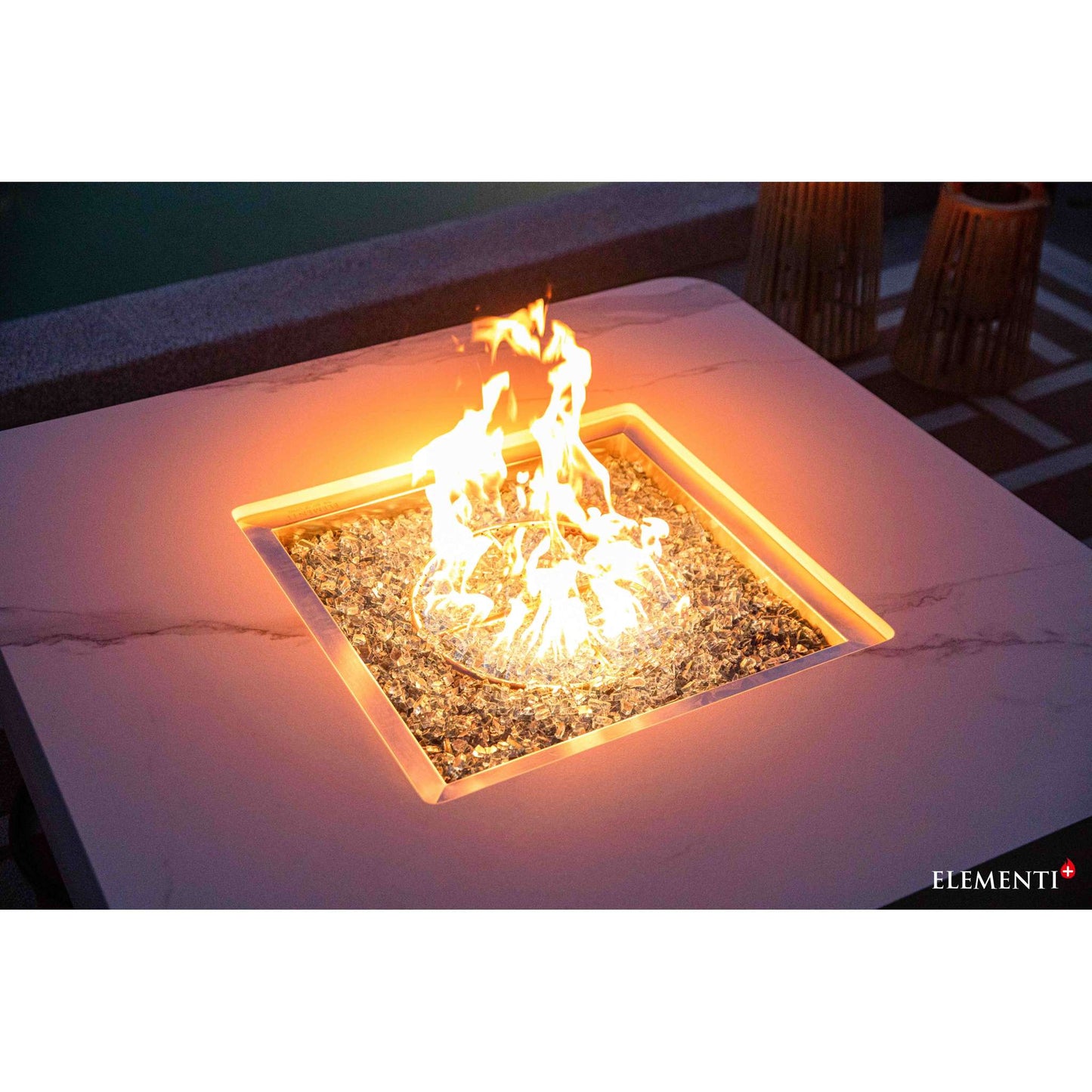 Elementi Plus Annecy Marble Porcelain Fire Table Bianco White