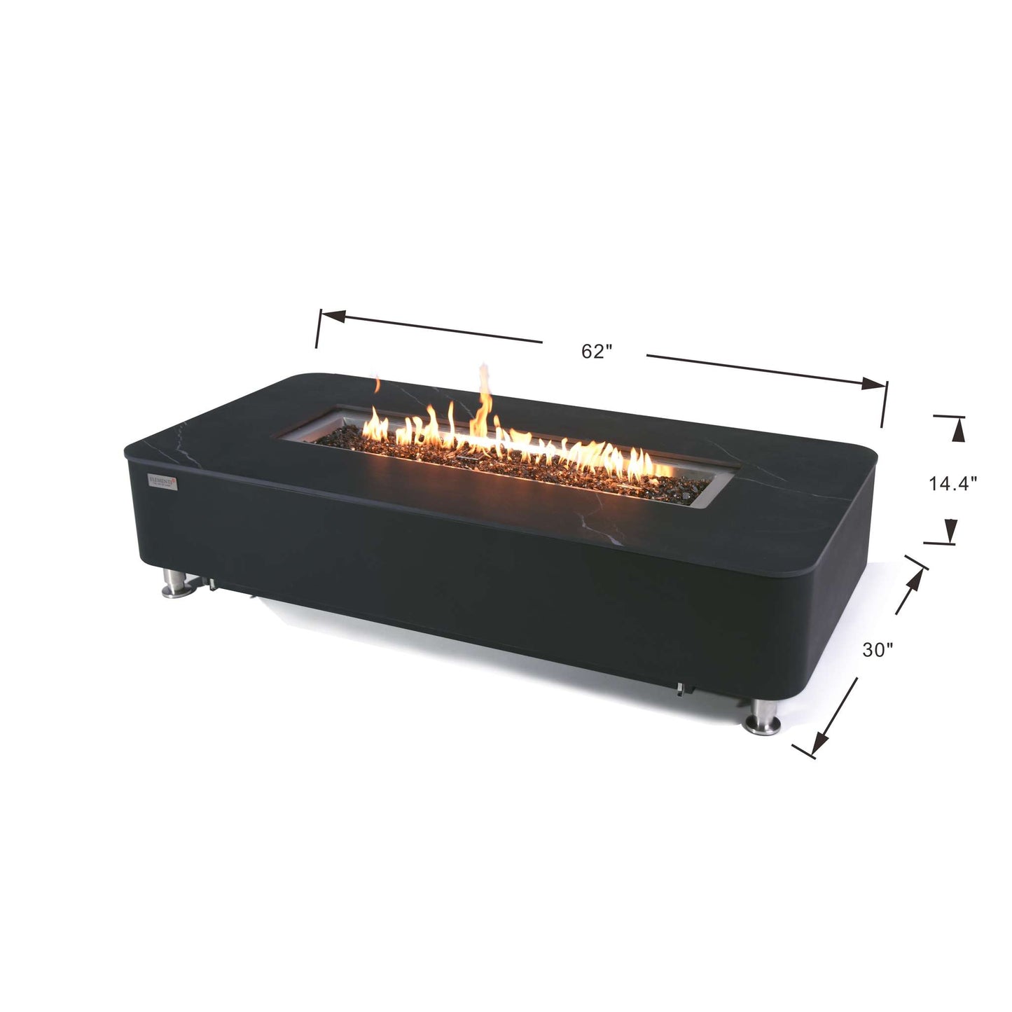 Elementi Plus Valencia Porcelain Top Fire Table Bulgaria Black