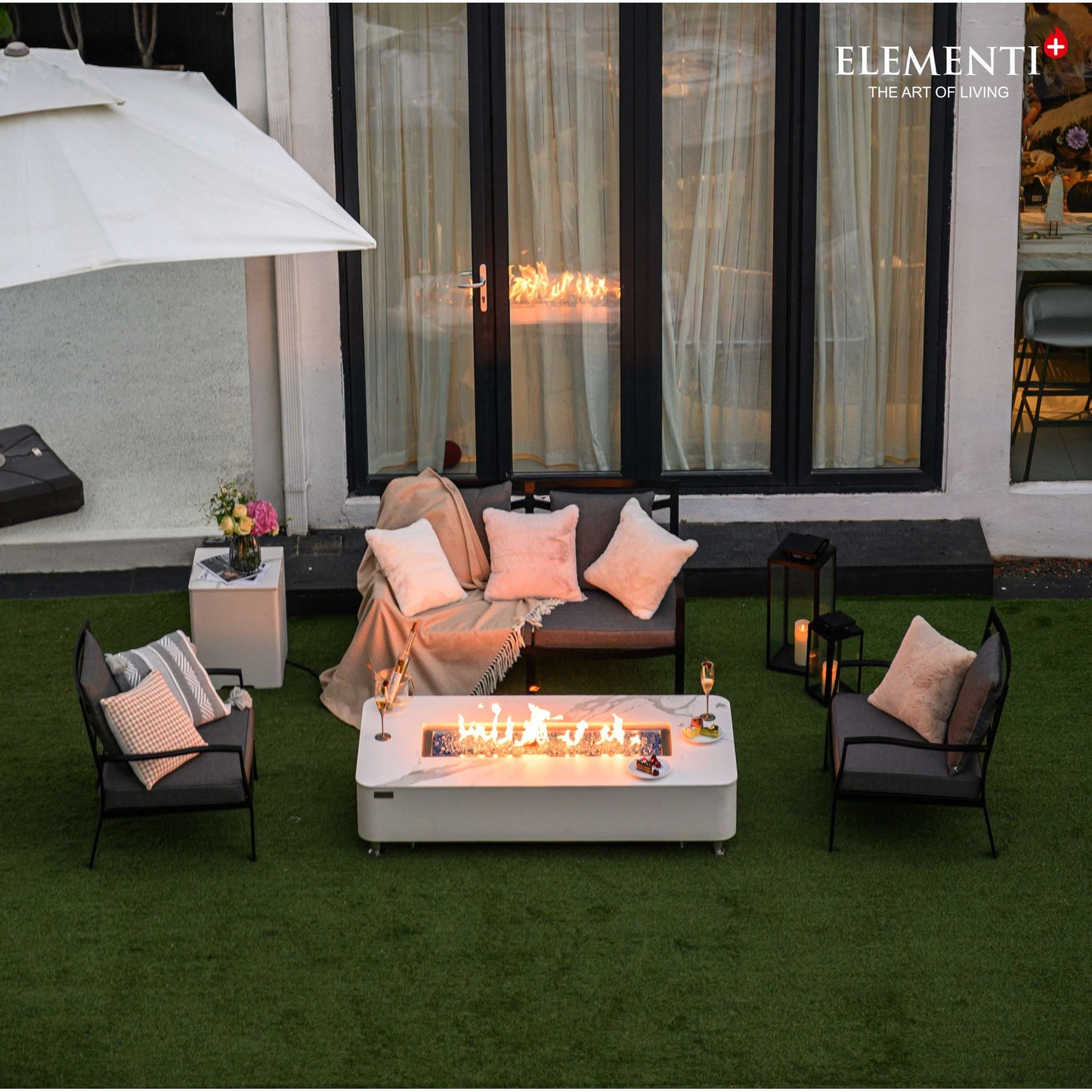 Elementi Plus Athens Porcelain Top Fire Table