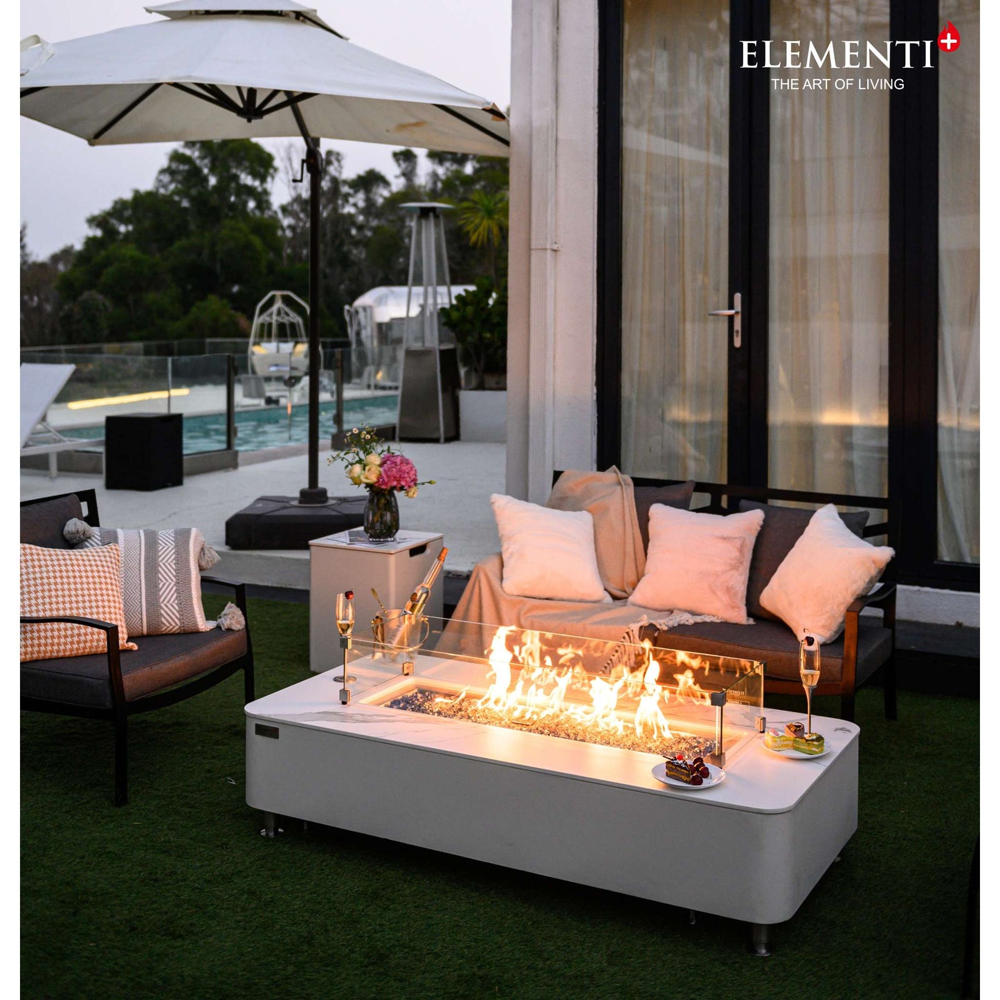 Elementi Plus Athens Porcelain Top Fire Table