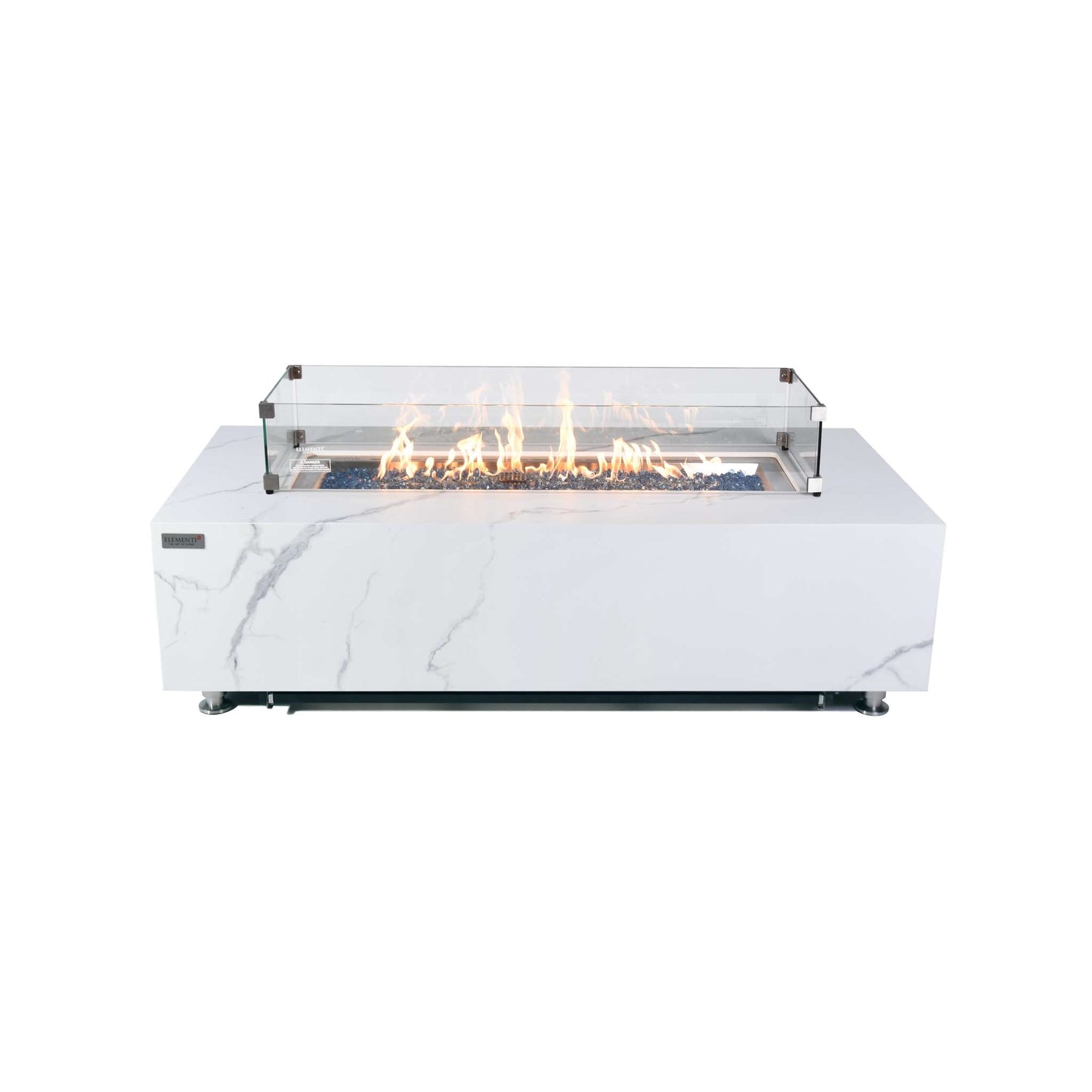 Elementi Plus Carrara Rectangle Marble Porcelain Fire Table