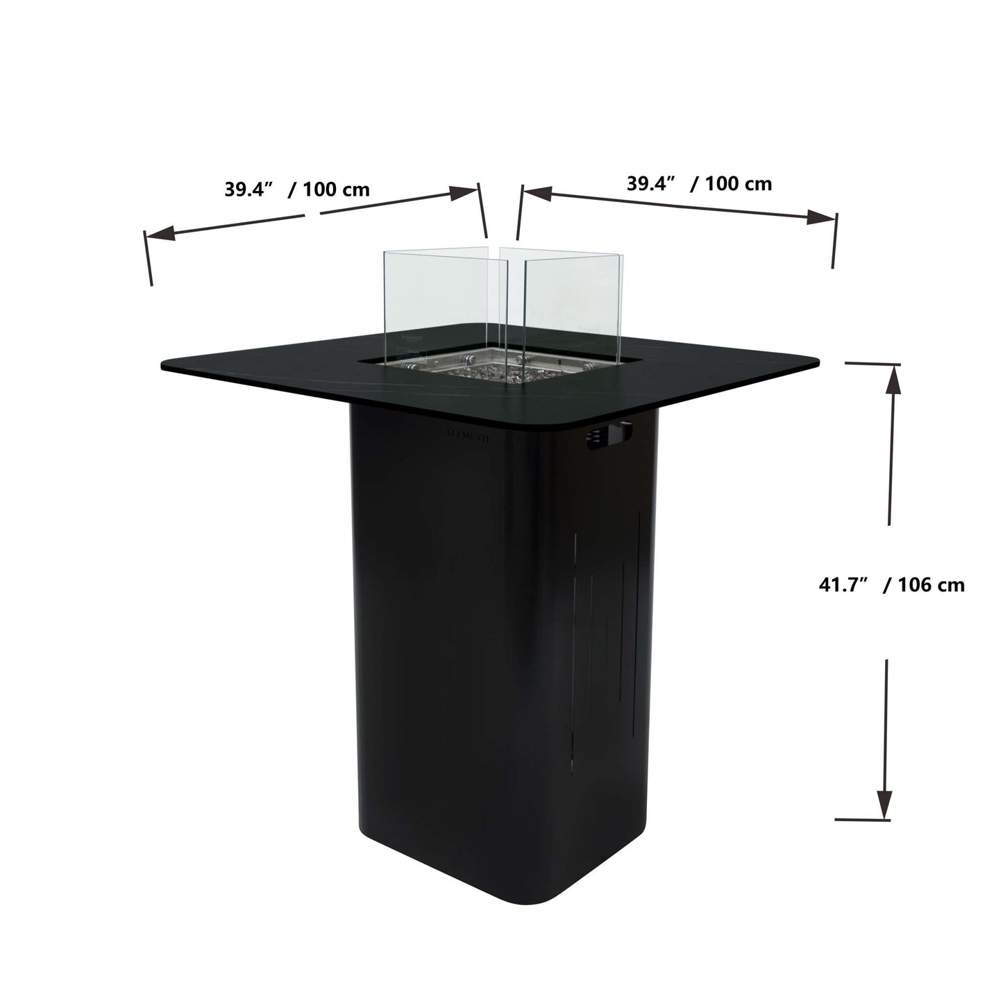 Elementi Plus Koln Marble Porcelain 39.4" Square Fire Bar Table