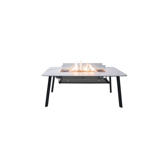 Elementi Plus Oslo Marble Porcelain 34.6" x 70" Rectangle Fire Dining Table