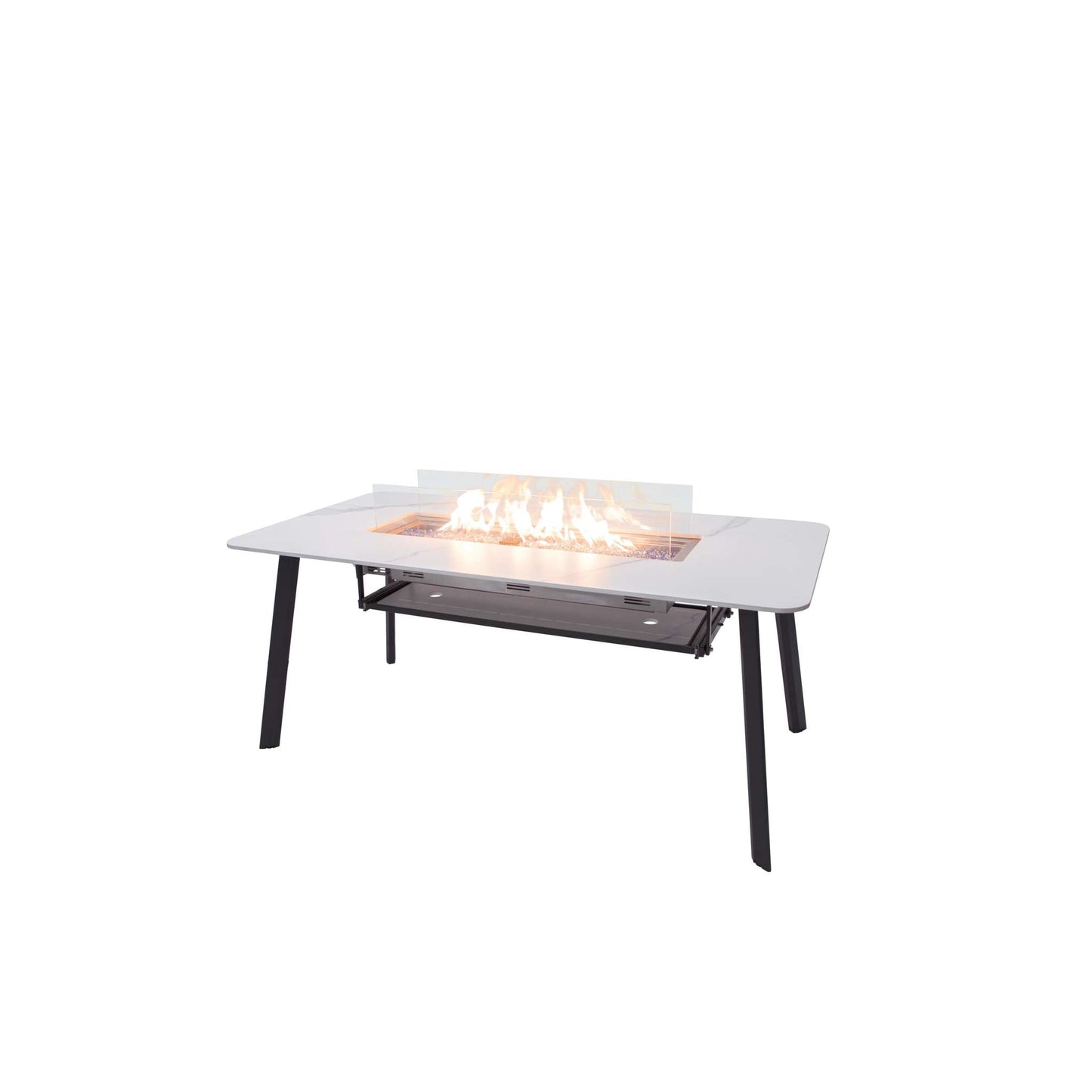 Elementi Plus Oslo Marble Porcelain 34.6" x 70" Rectangle Fire Dining Table