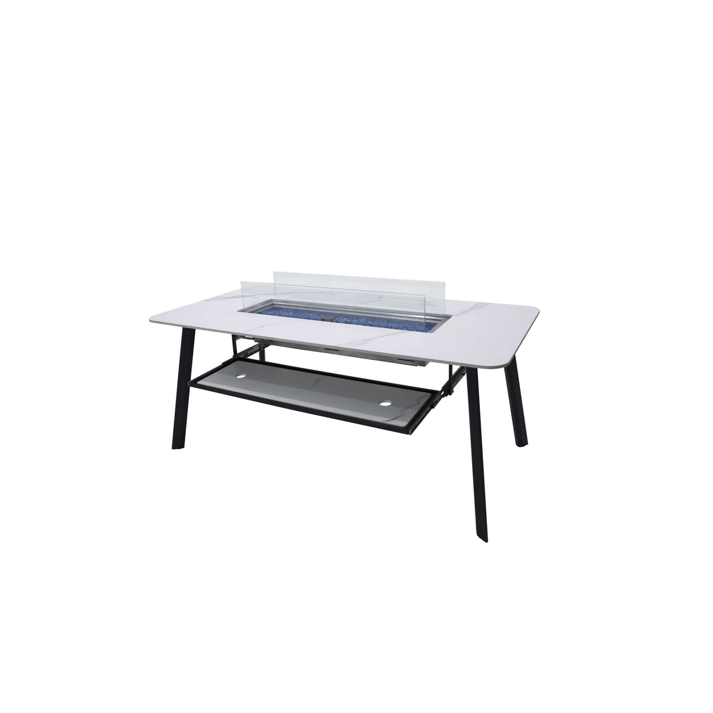 Elementi Plus Oslo Marble Porcelain 34.6" x 70" Rectangle Fire Dining Table