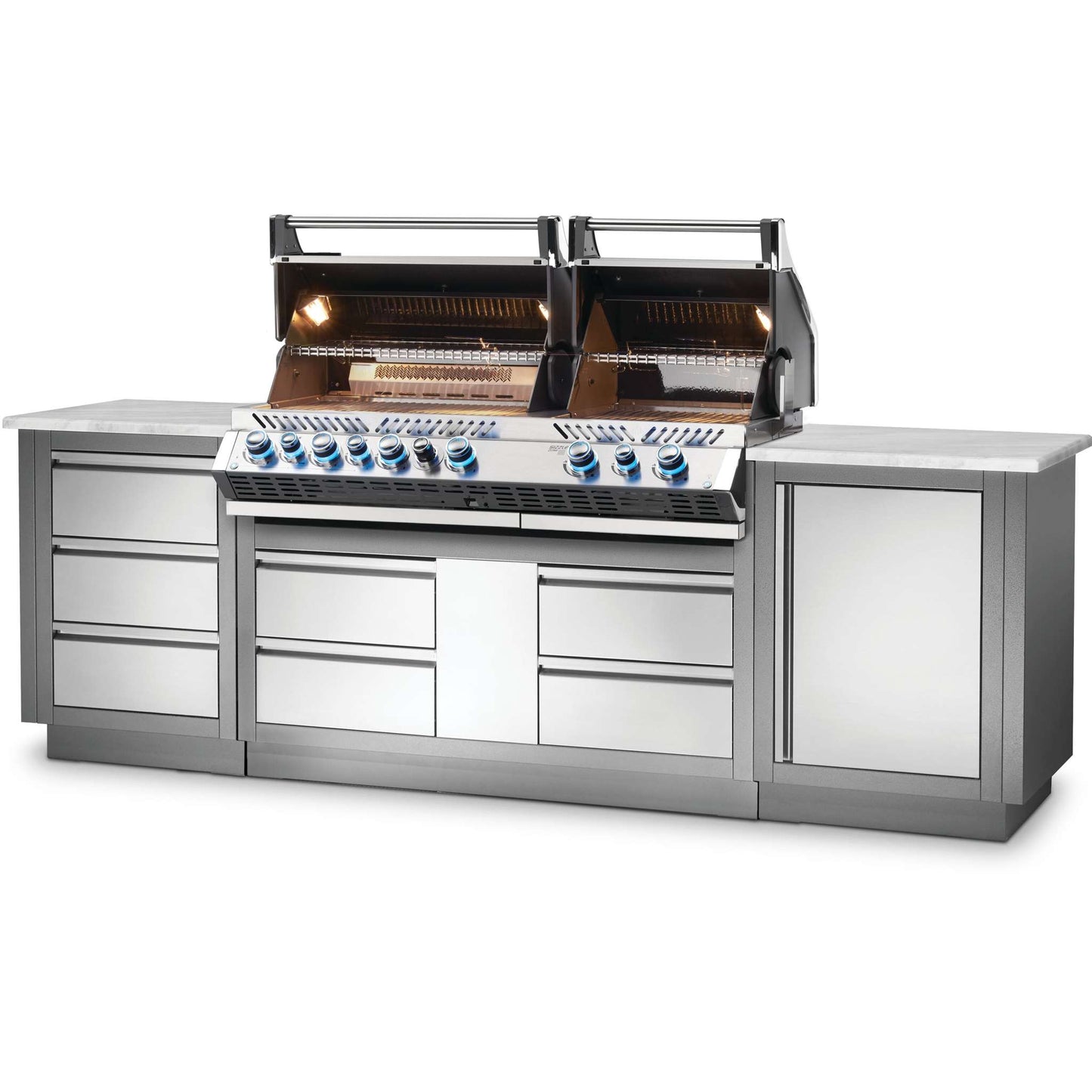 BI Prestige Pro 825 RSIB Built In Gas Grill Head with Infrared Bottom and Rear Burner in Stainless Steel