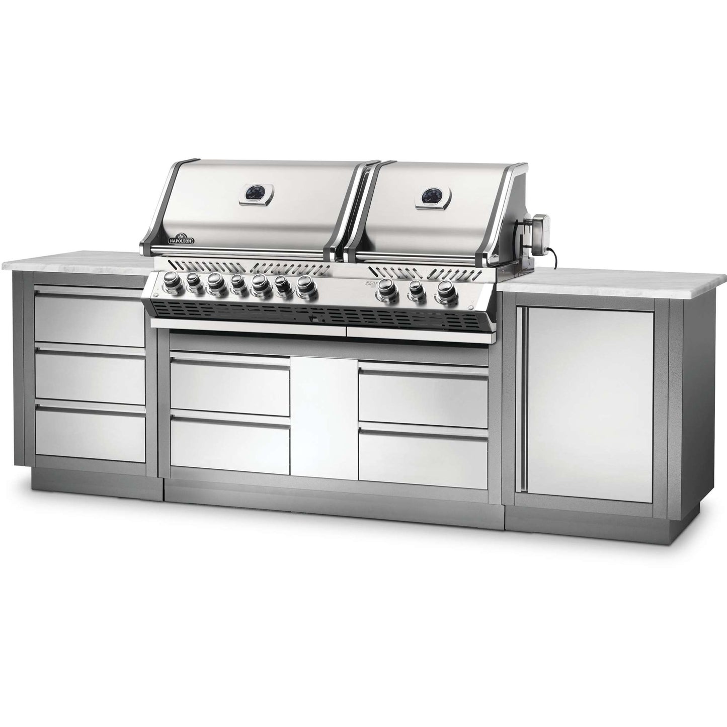 BI Prestige Pro 825 RSIB Built In Gas Grill Head with Infrared Bottom and Rear Burner in Stainless Steel