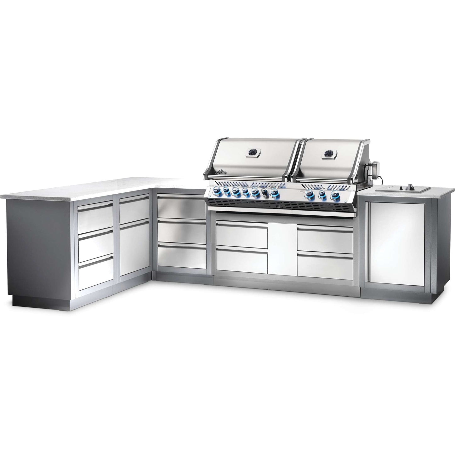 BI Prestige Pro 825 RSIB Built In Gas Grill Head with Infrared Bottom and Rear Burner in Stainless Steel