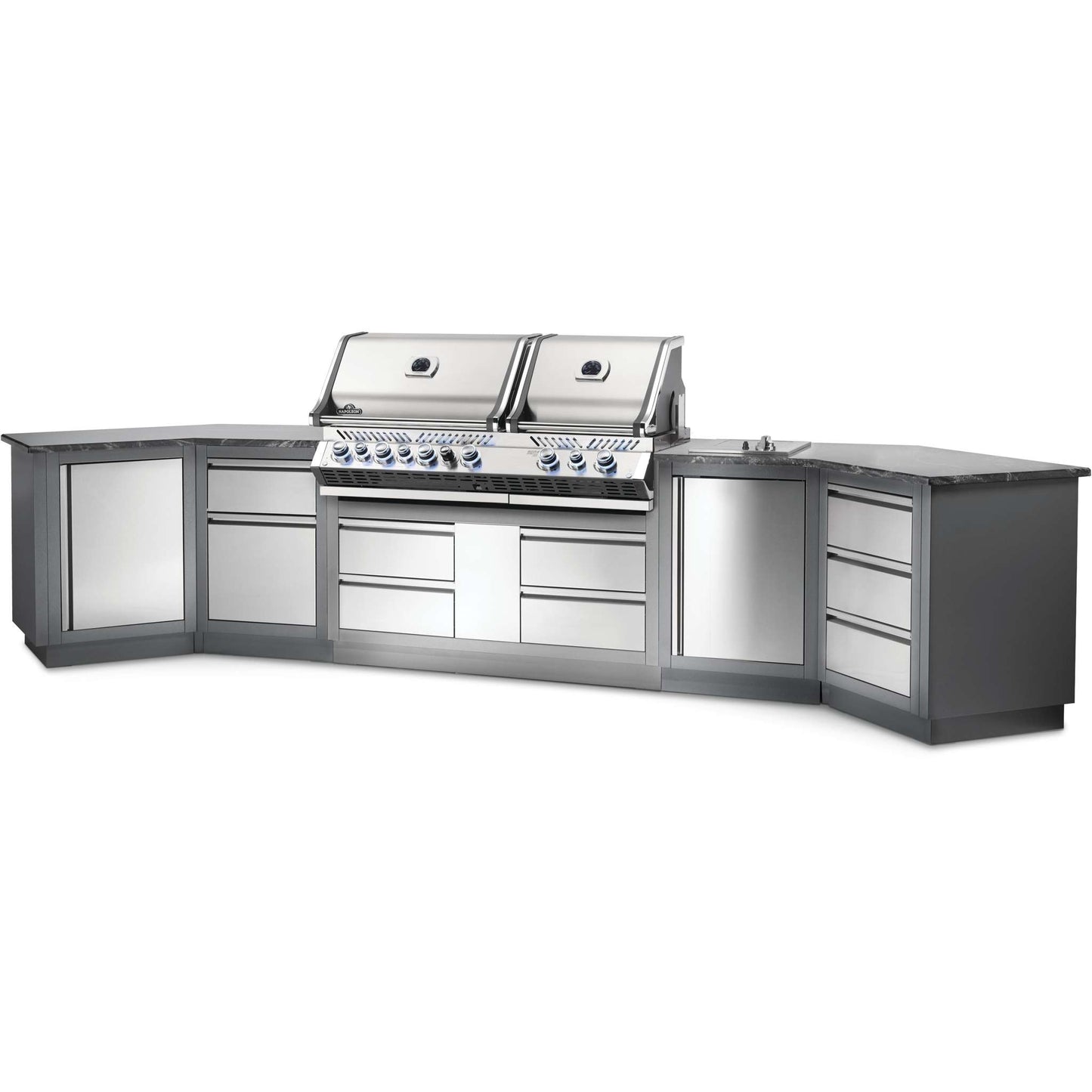 BI Prestige Pro 825 RSIB Built In Gas Grill Head with Infrared Bottom and Rear Burner in Stainless Steel