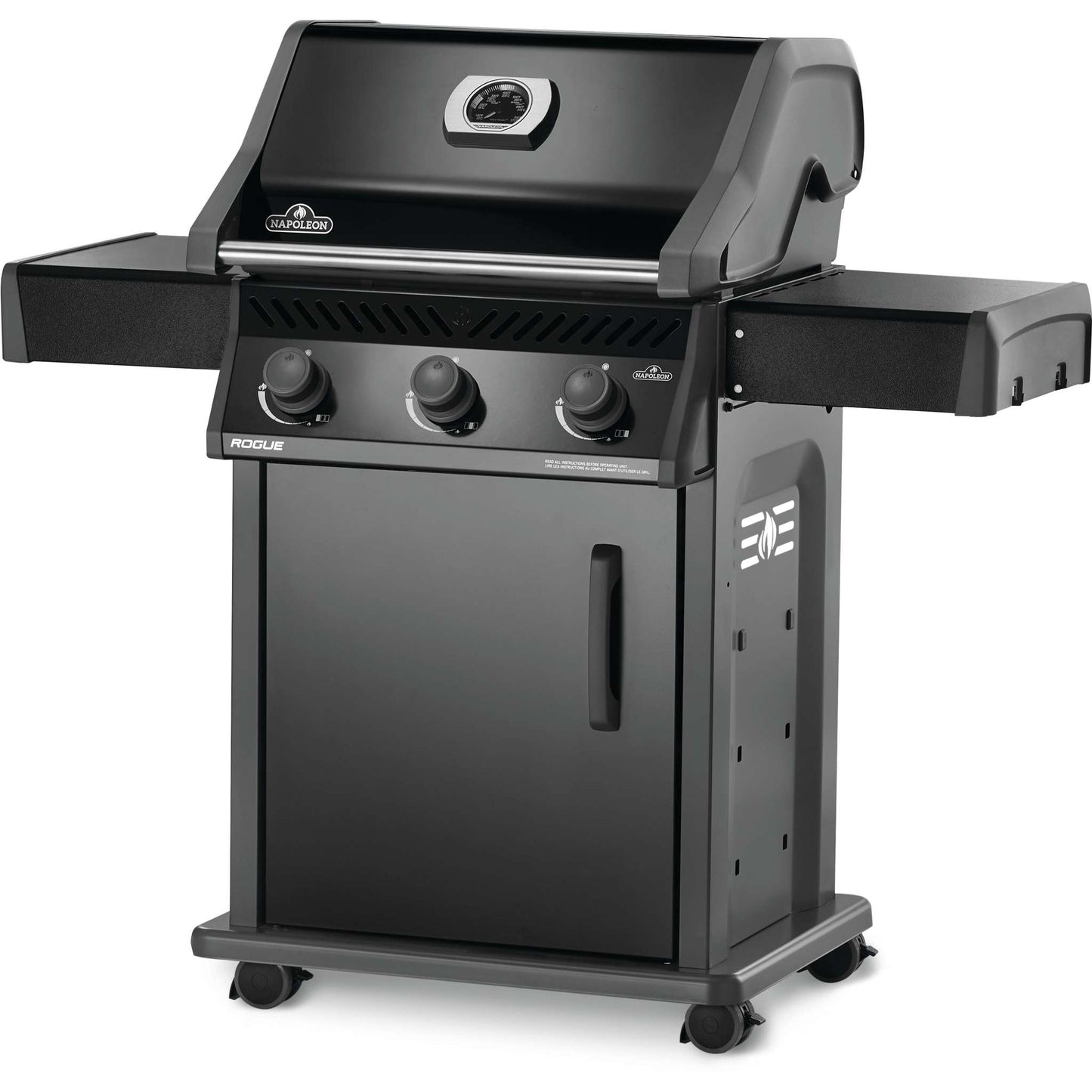 Rogue 425 Gas Grill, Black with cast iron grates