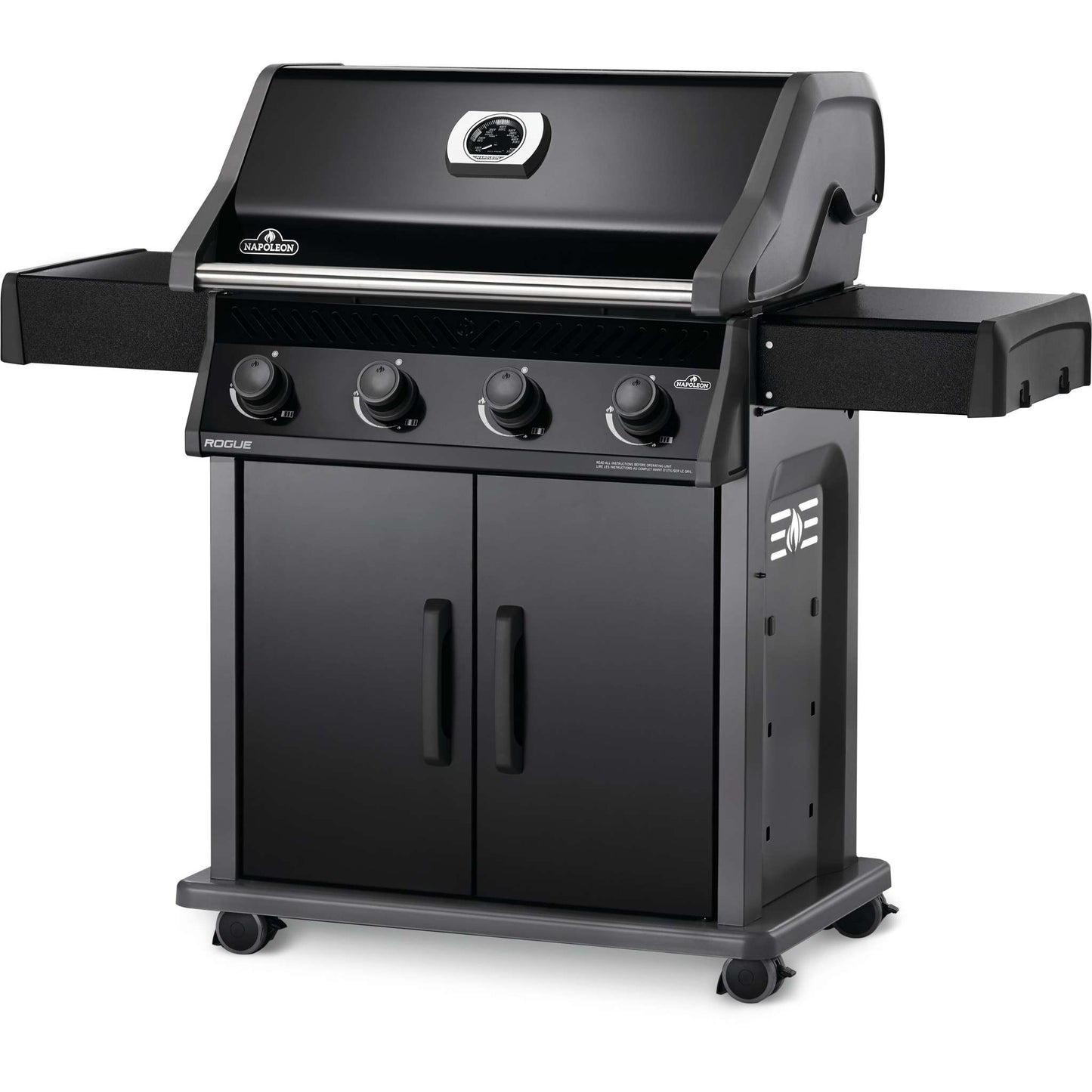 Rogue 525 Gas Grill, Black with cast iron grates