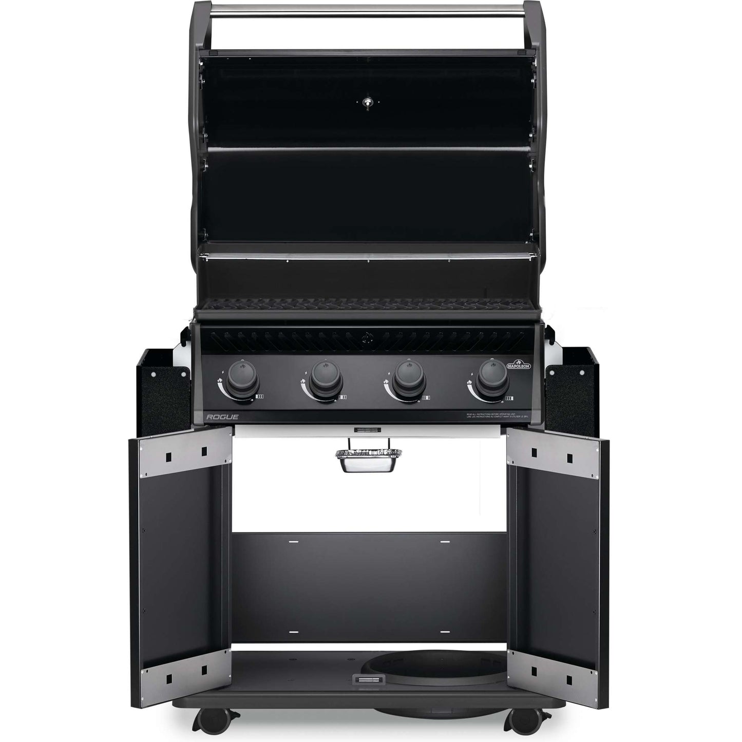 Rogue 525 Gas Grill, Black with cast iron grates