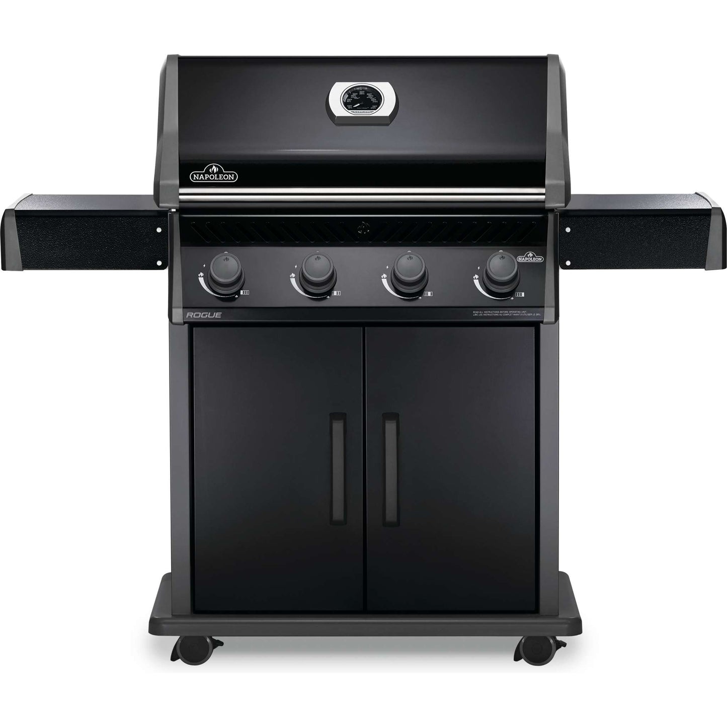 Rogue 525 Gas Grill, Black with cast iron grates