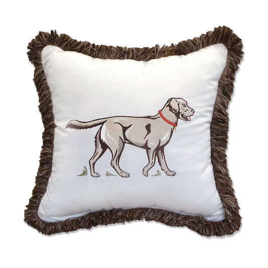 Peak Season 18 x 18 Man's Best Friend Embroidery with Fringe - Canvas Canvas