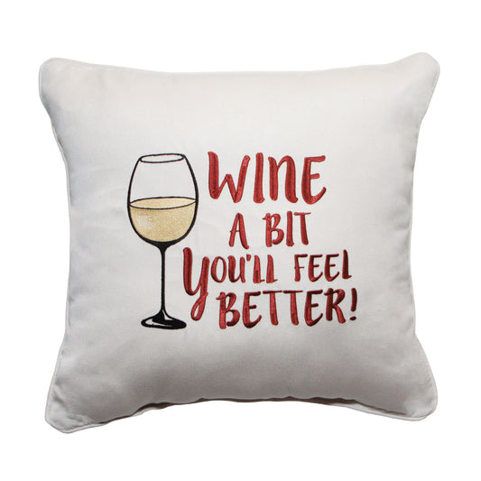 Peak Season 18 x 18 Wine A Bit (WHITE) Embroidery