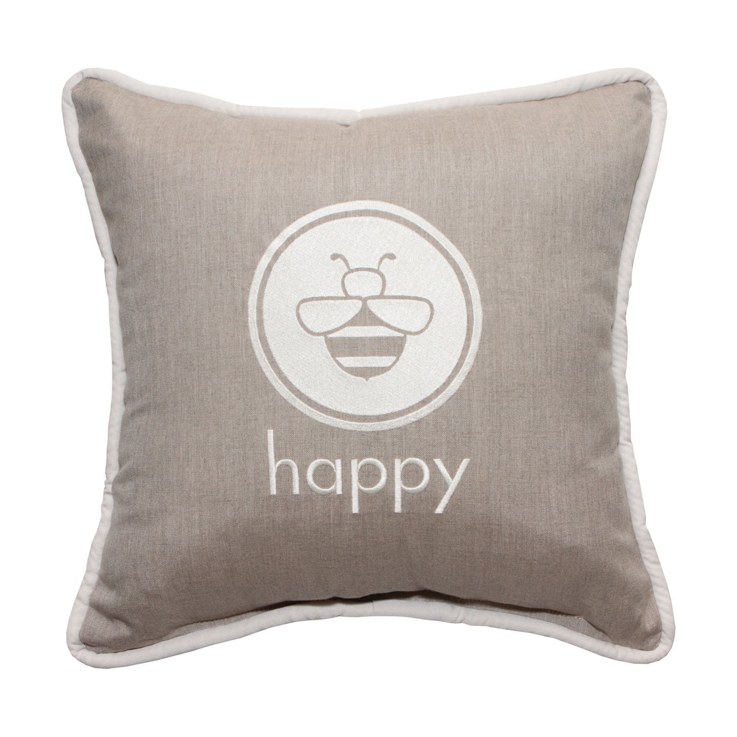 Peak Season 18 x 18 Bee Happy Embroidery - Cast Ash