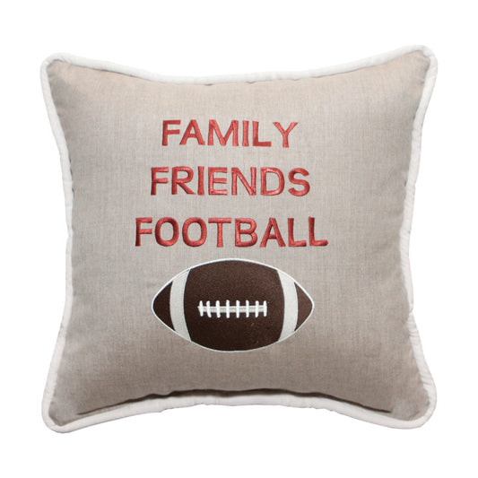 Peak Season 18 x 18 Family Friends Football Embroidery - Cast Ash