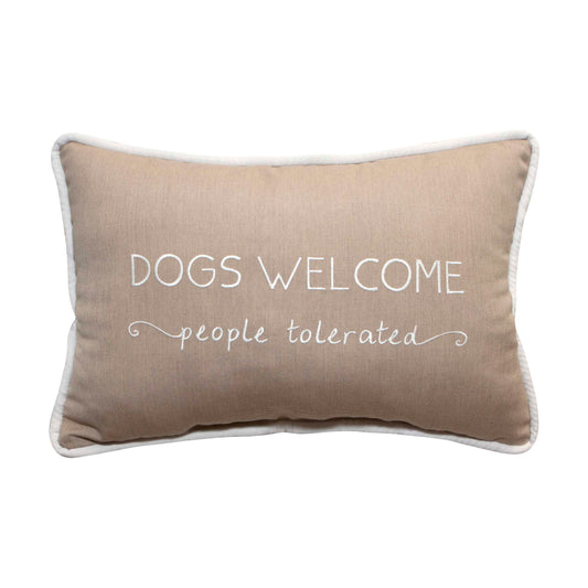 Peak Season 14 x 20 Dogs Welcome People Tolerated Embroidery - Canvas Heather Beige