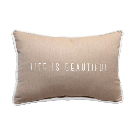 Peak Season 14 x 20 Life is Beautiful Embroidery - Canvas Heather Beige