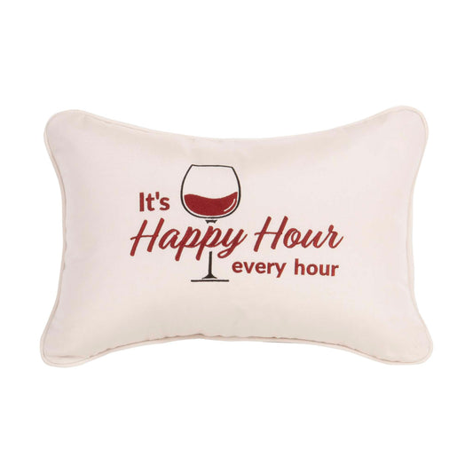 Peak Season 14 x 20 It's Happy Hour Every Hour Embroidery -   Red Wine - Canvas Canvas