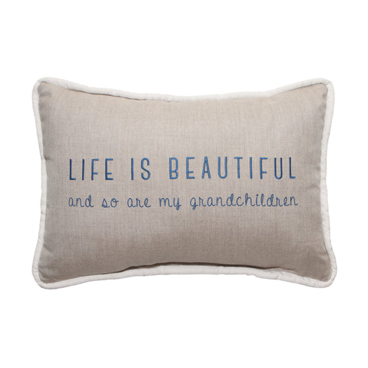 Peak Season 14 x 20 Life is Beautiful & so are Grandchildren Embroidery - Cast Ash