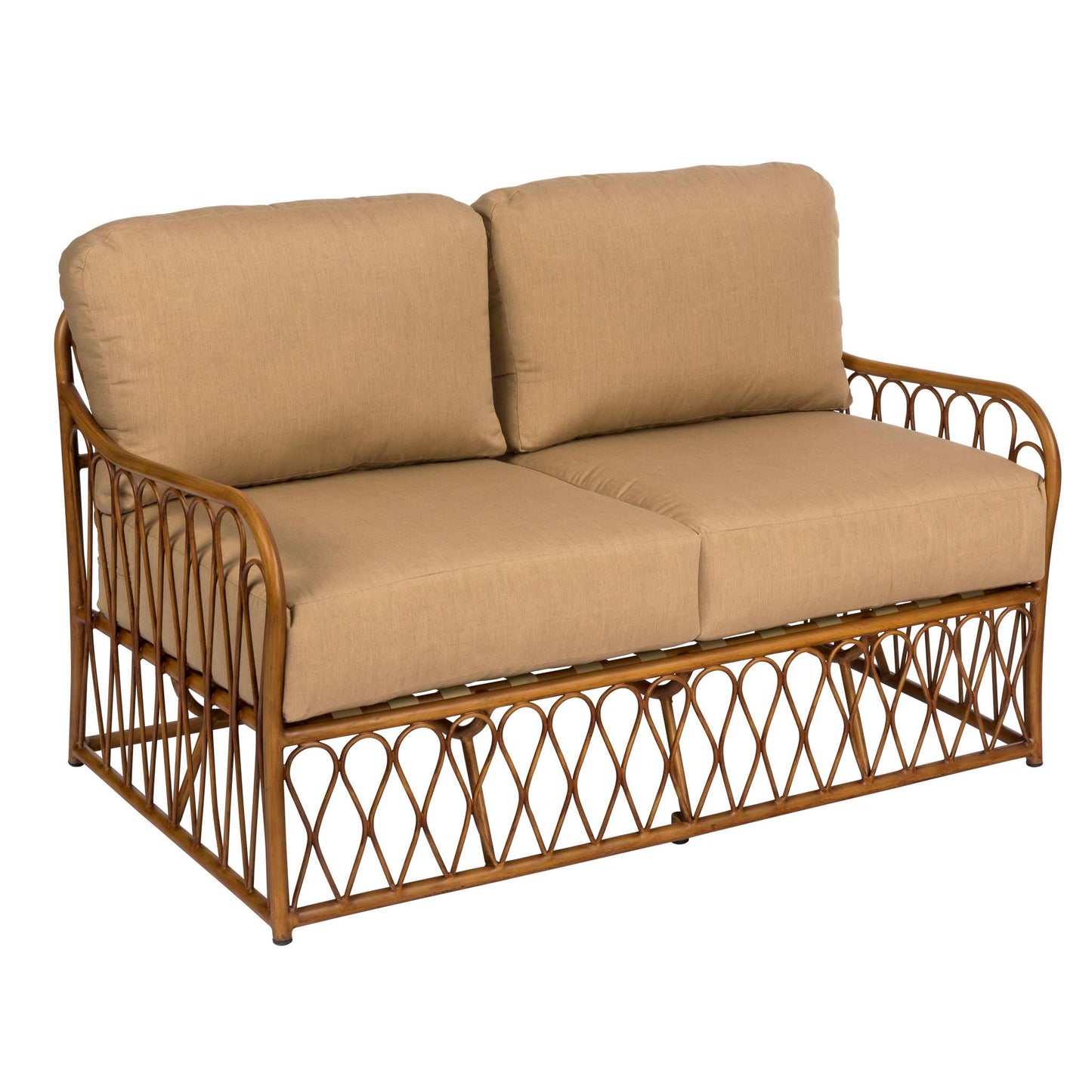 Cane Love Seat with Cushion