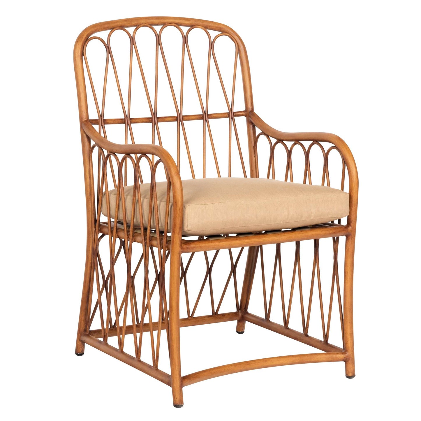 Cane Dining Arm Chair with Cushion