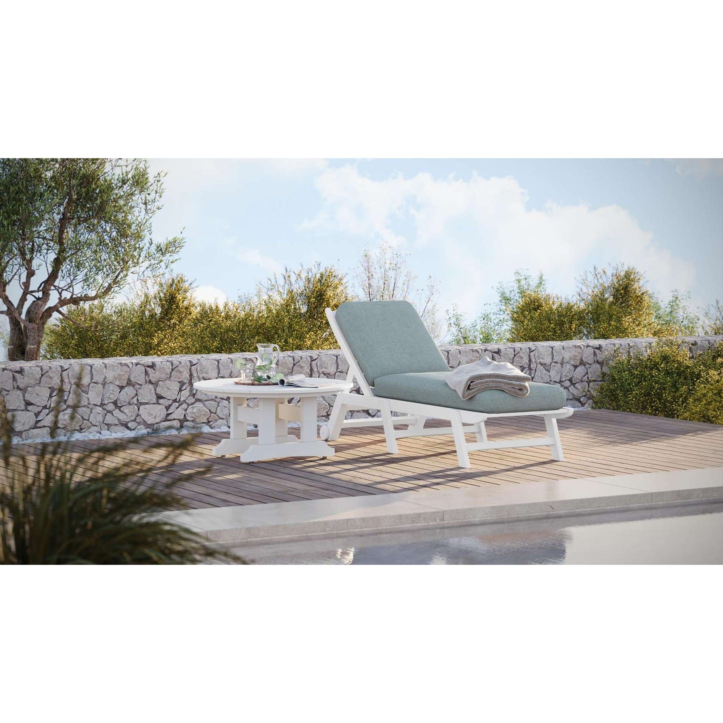 St. Simon Flat Chaise Lounge- Armless with Optional Cushion