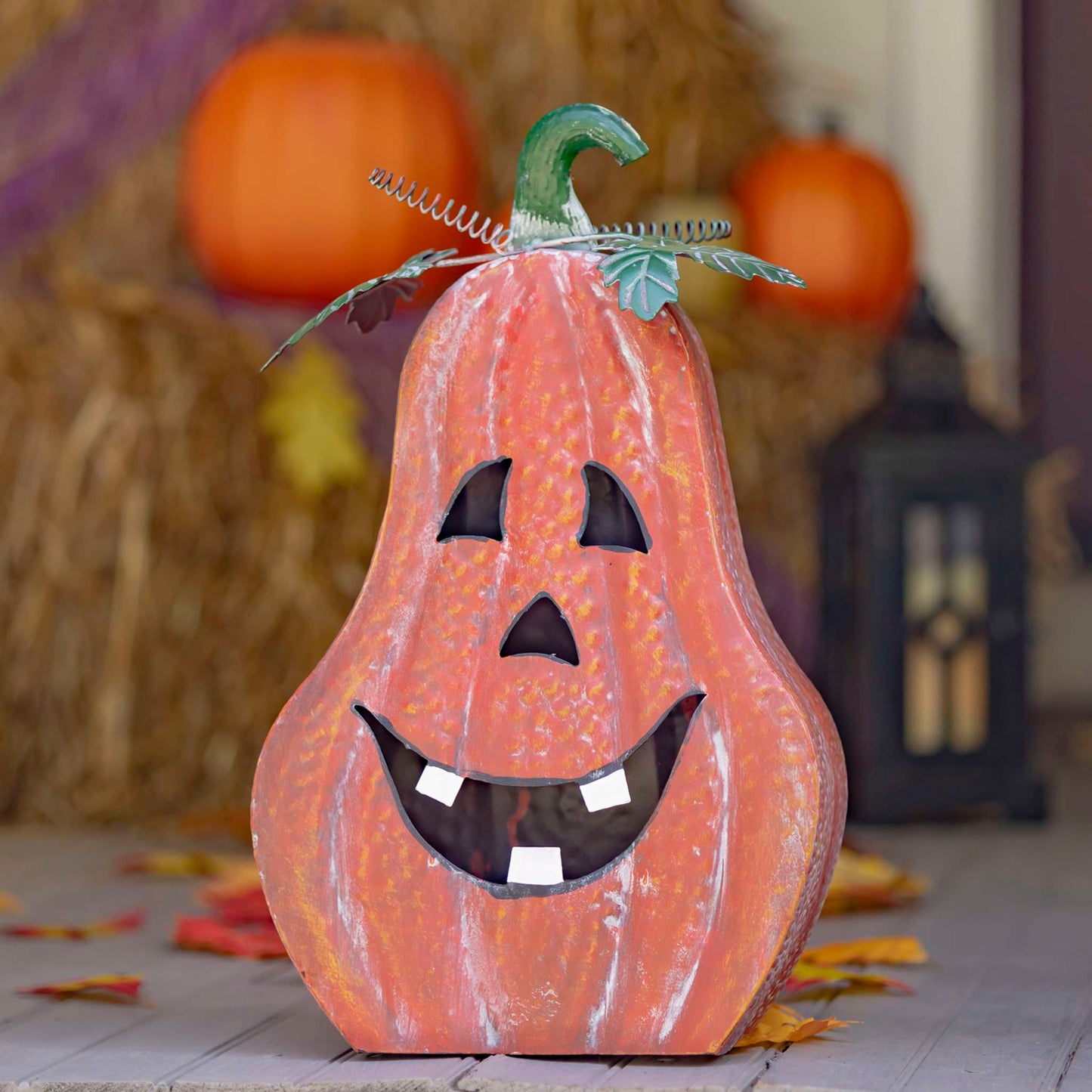 Fall Set of 3 Metal Jack-O-Lantern Decorations