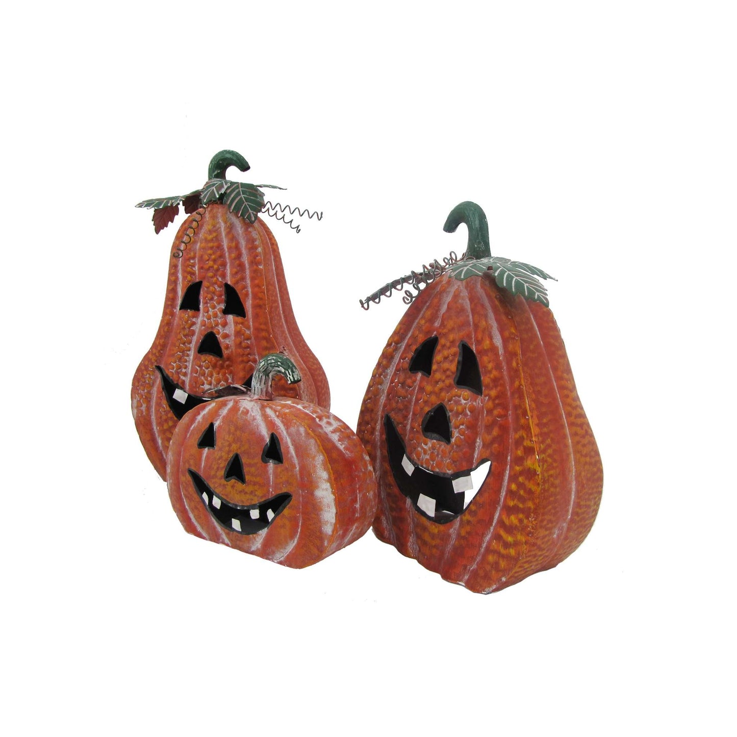 Fall Set of 3 Metal Jack-O-Lantern Decorations