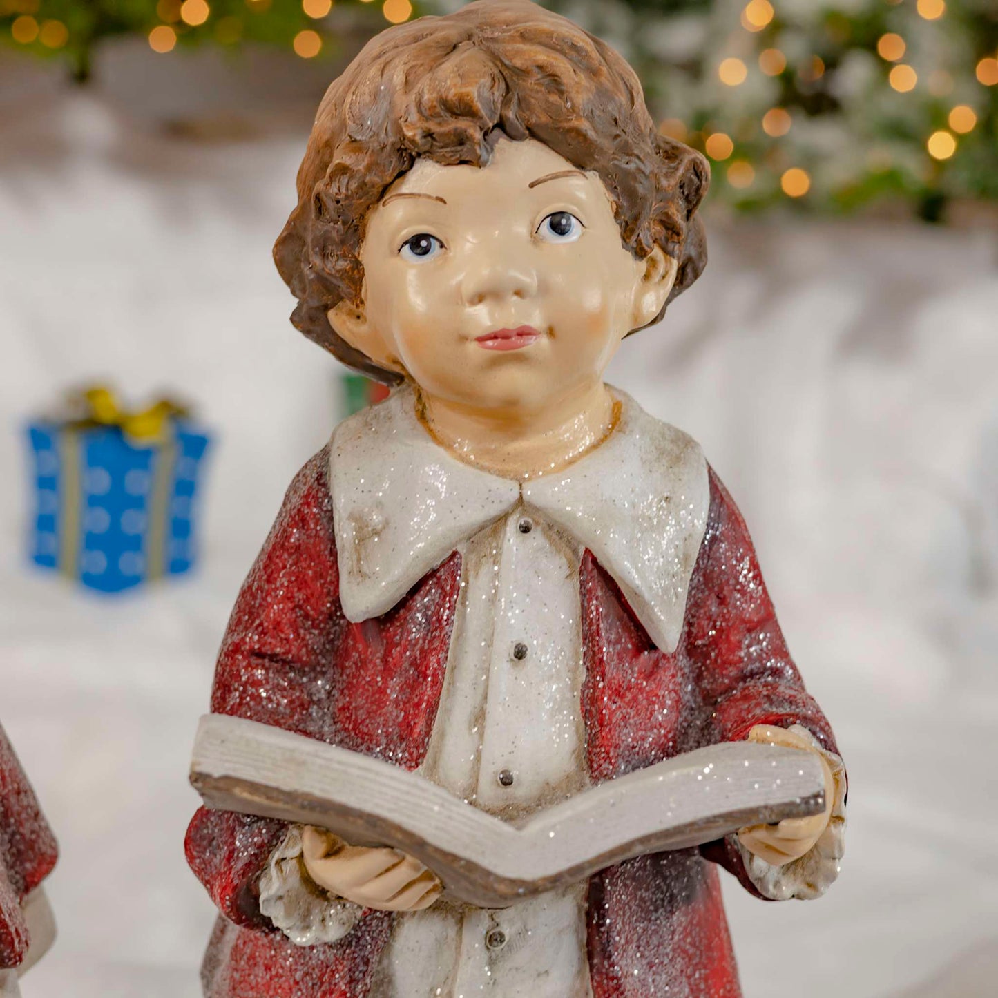 Christmas Set of 2 "Nighttime Reading" Christmas Tushkas in Red Cloaks with Book & Lantern