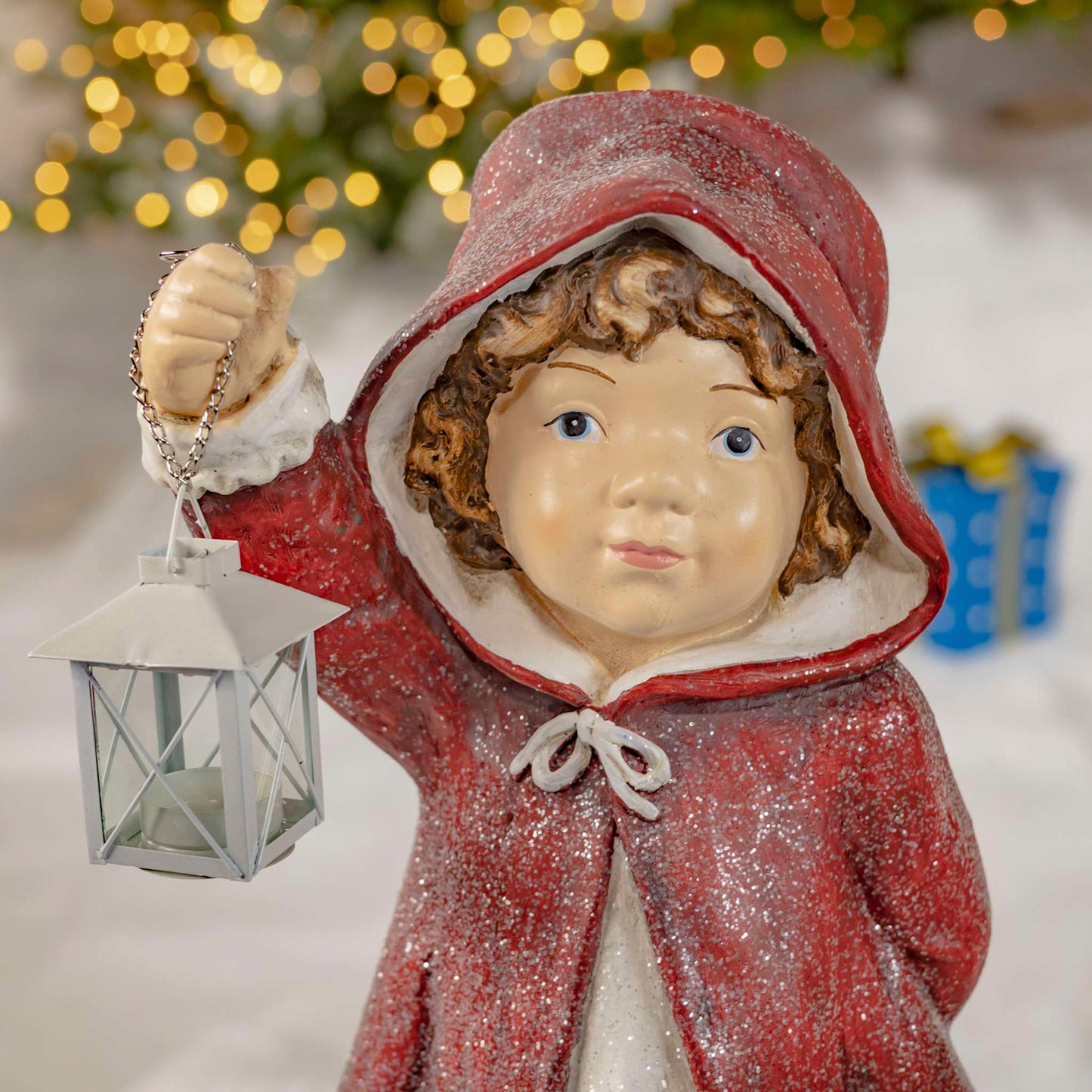 Christmas Set of 2 "Nighttime Reading" Christmas Tushkas in Red Cloaks with Book & Lantern