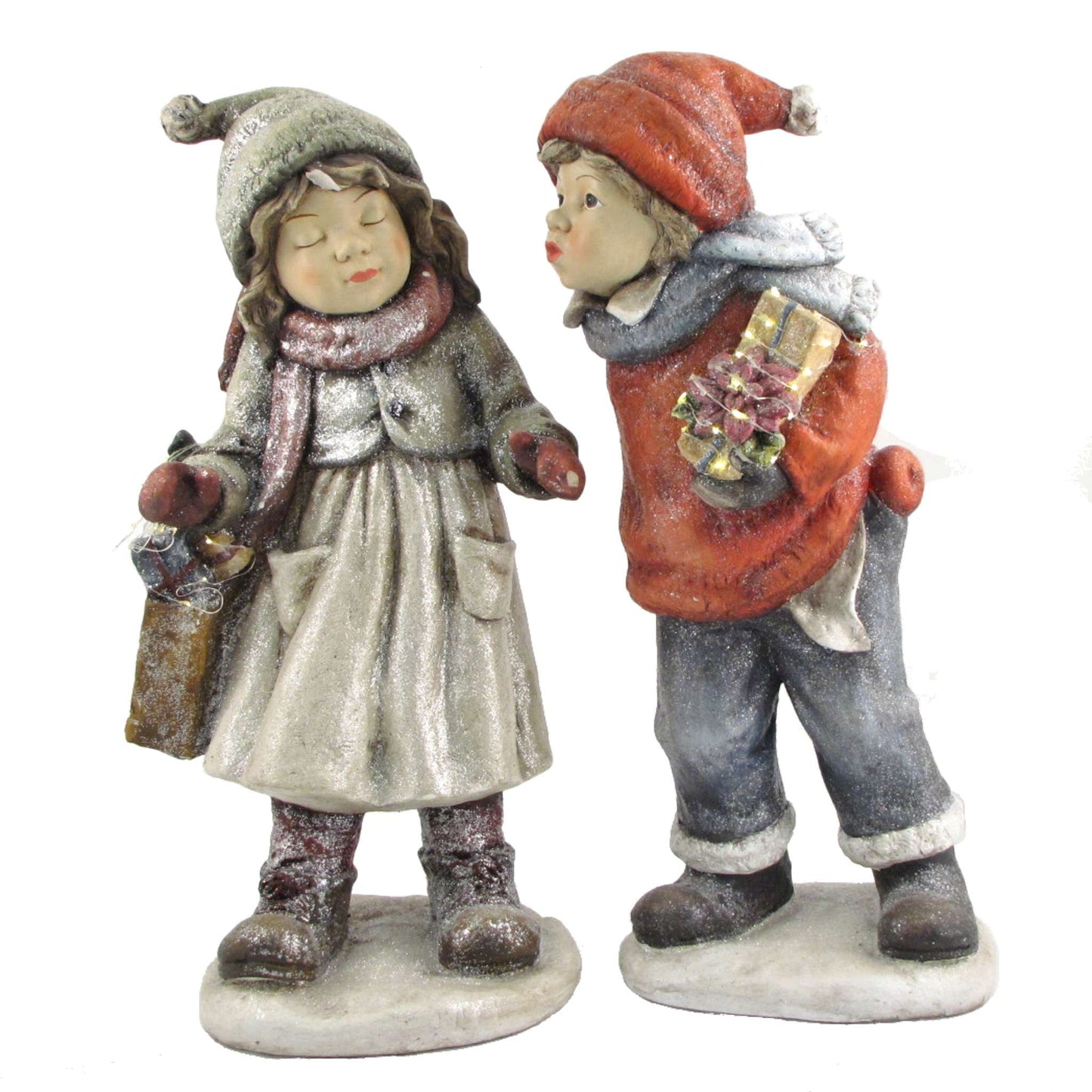 Christmas Set of 2 "First Kiss" Standing Christmas Tushkas with Gifts