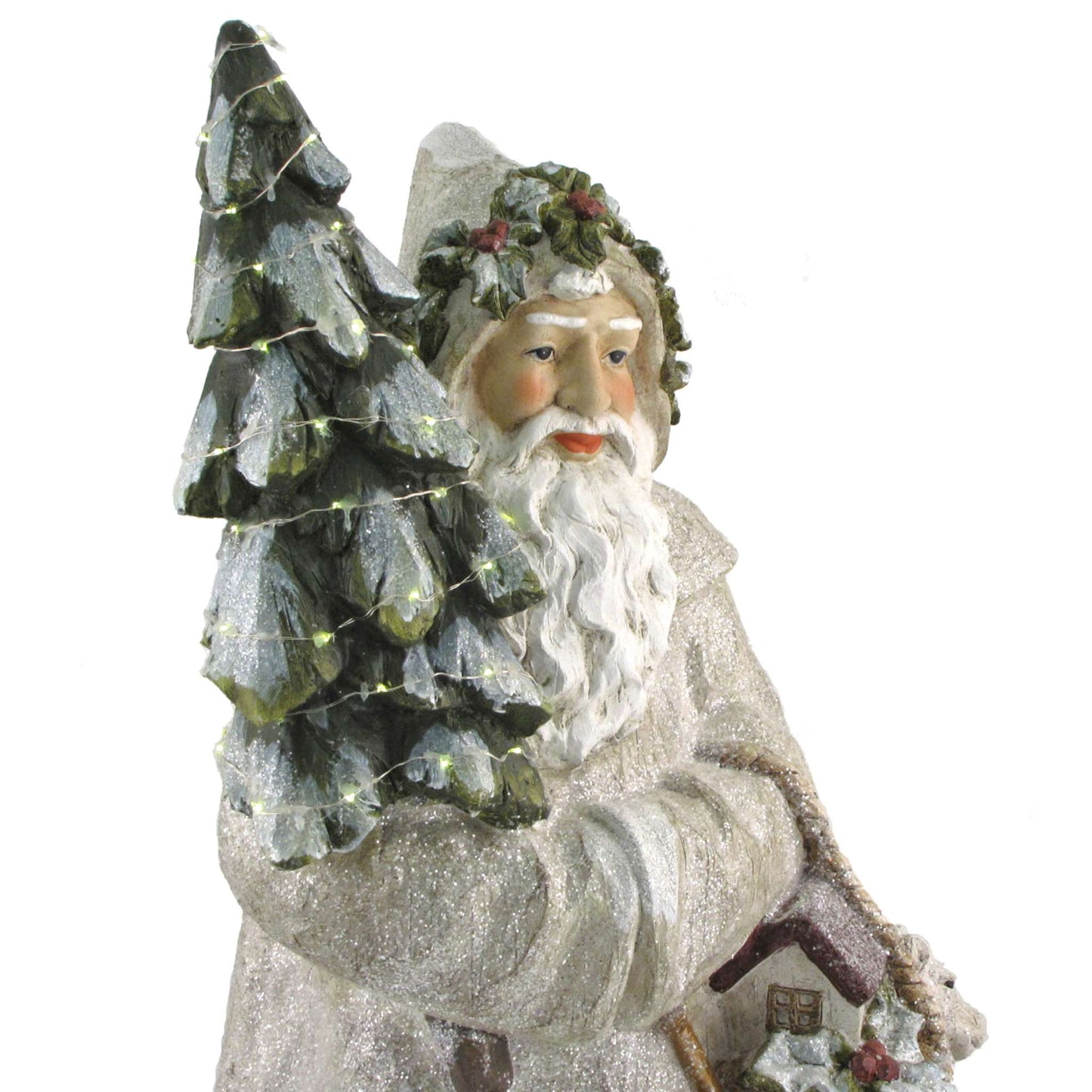 Christmas 37" Tall Olde World Santa Claus Holding Christmas Tree & Basket