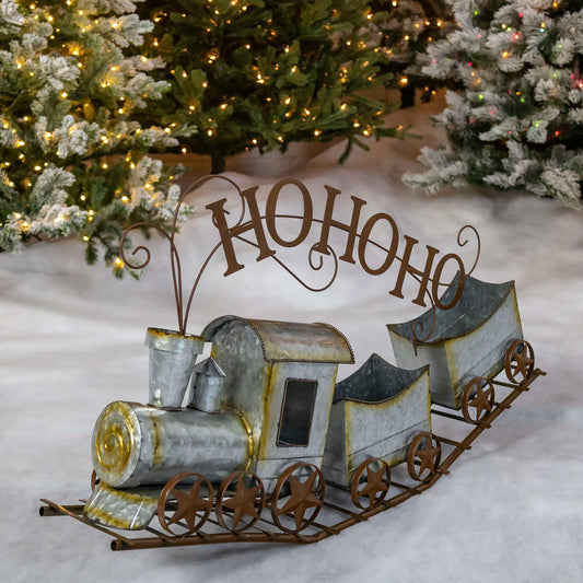 Christmas Galvanized Christmas Train "HO HO HO"