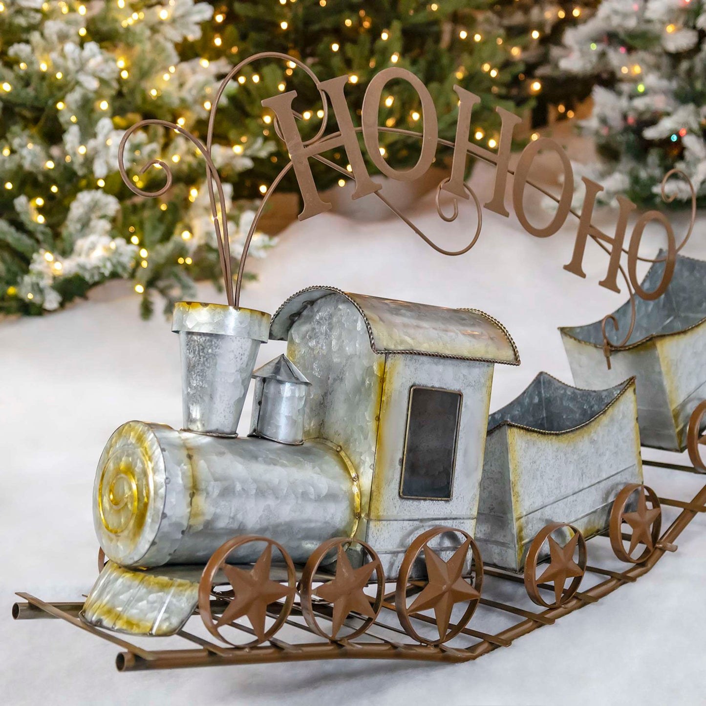 Christmas Galvanized Christmas Train "HO HO HO"