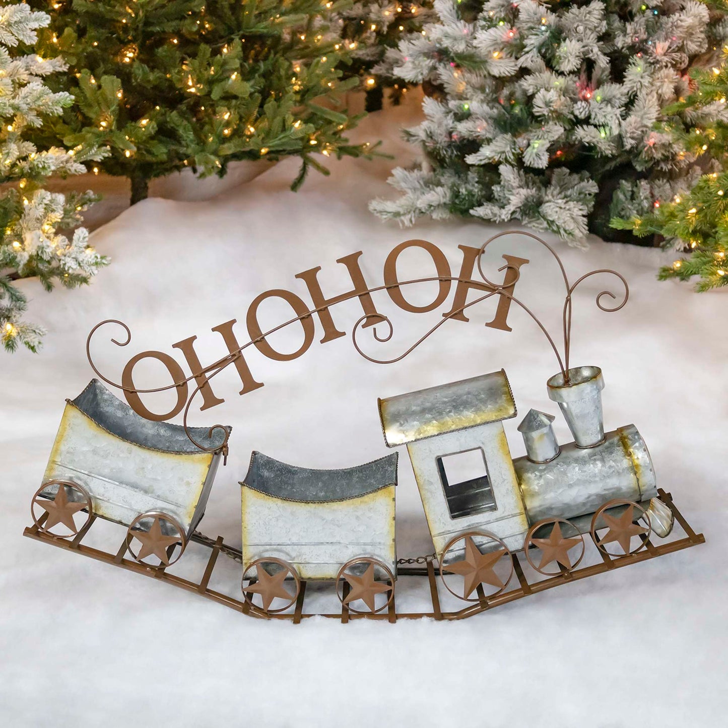 Christmas Galvanized Christmas Train "HO HO HO"