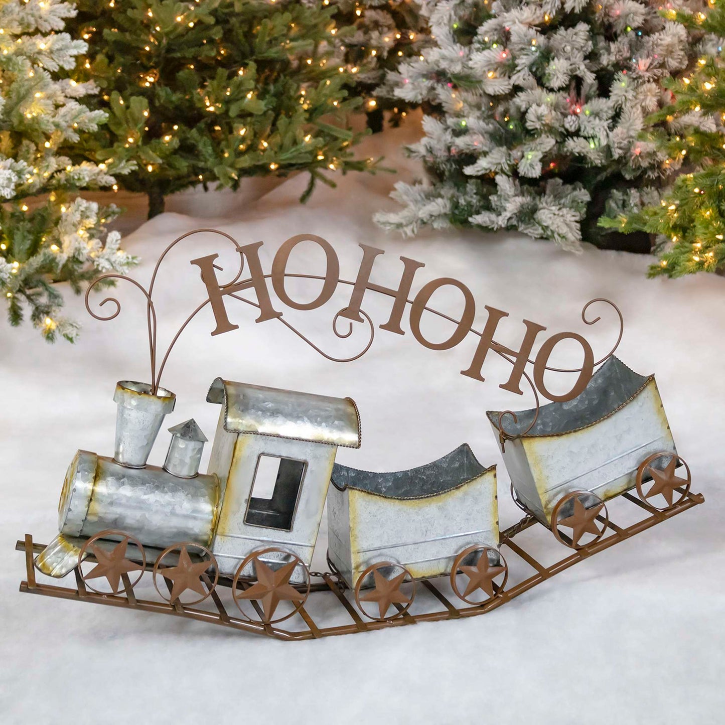 Christmas Galvanized Christmas Train "HO HO HO"