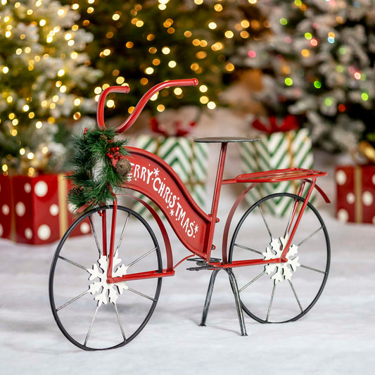 Christmas Large "Merry Christmas" Bicycle with Light-Up Wreath