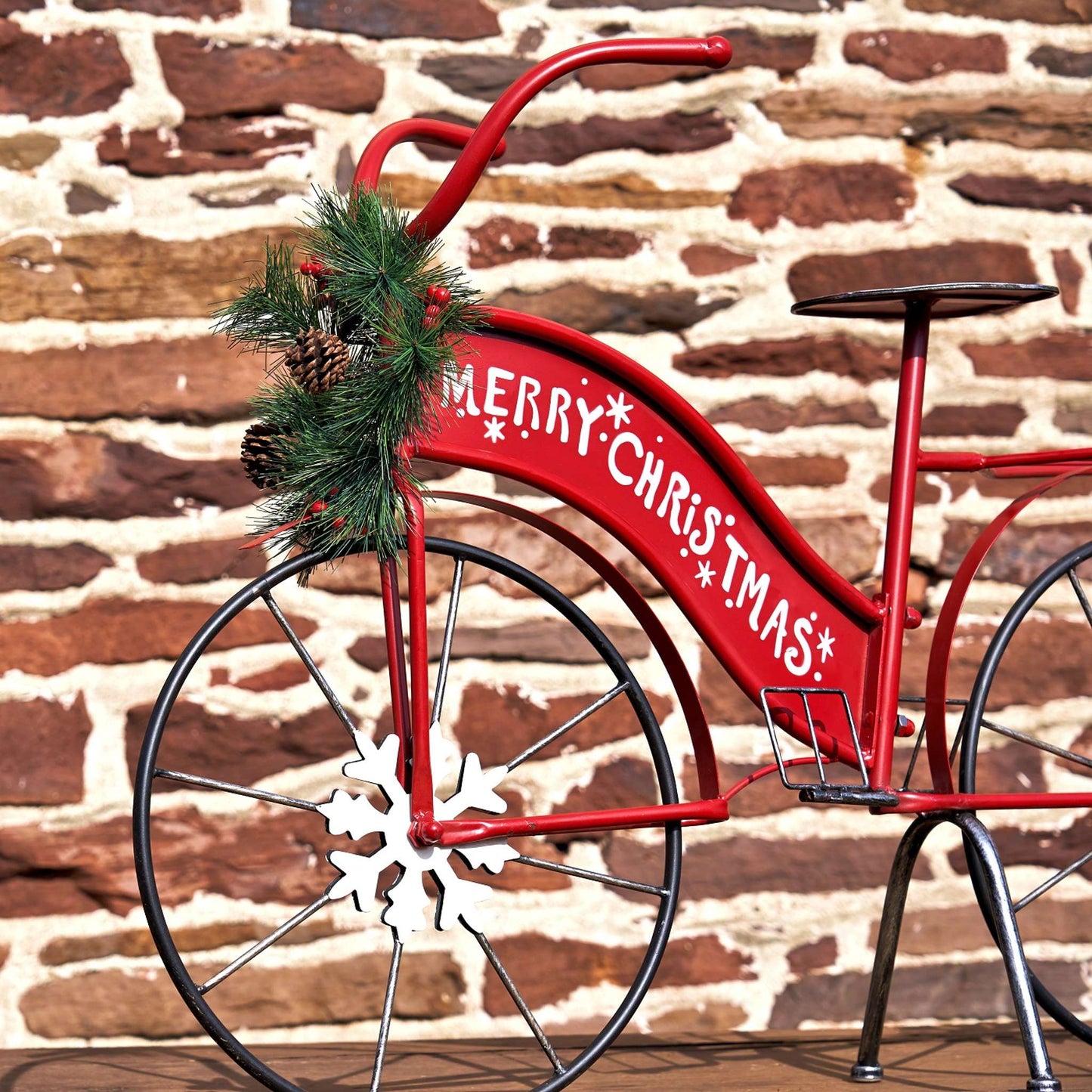 Christmas Large "Merry Christmas" Bicycle with Light-Up Wreath