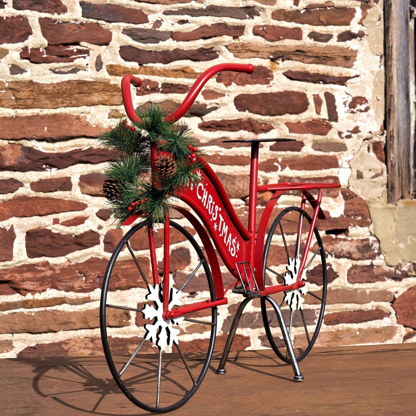 Christmas Large "Merry Christmas" Bicycle with Light-Up Wreath