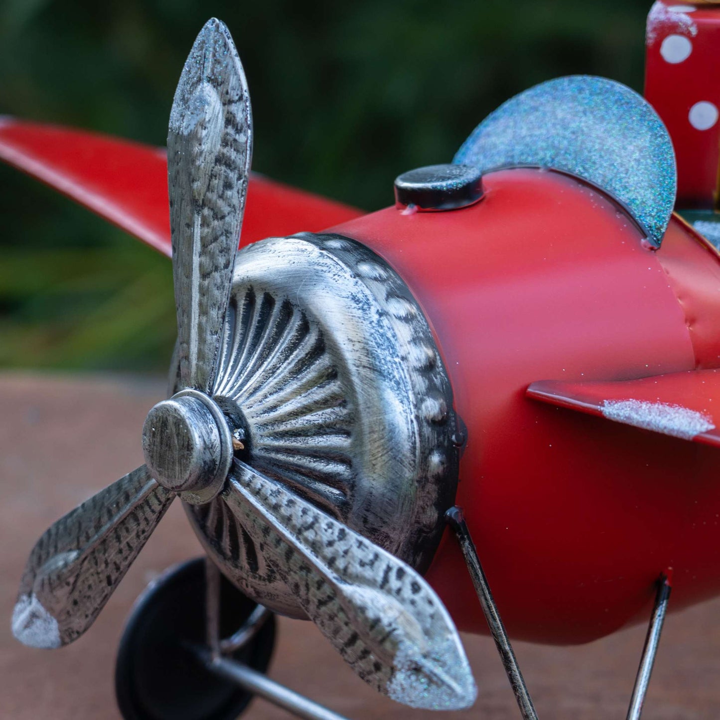 Christmas Small Red Airplane with Lighted Christmas Tree and Gifts