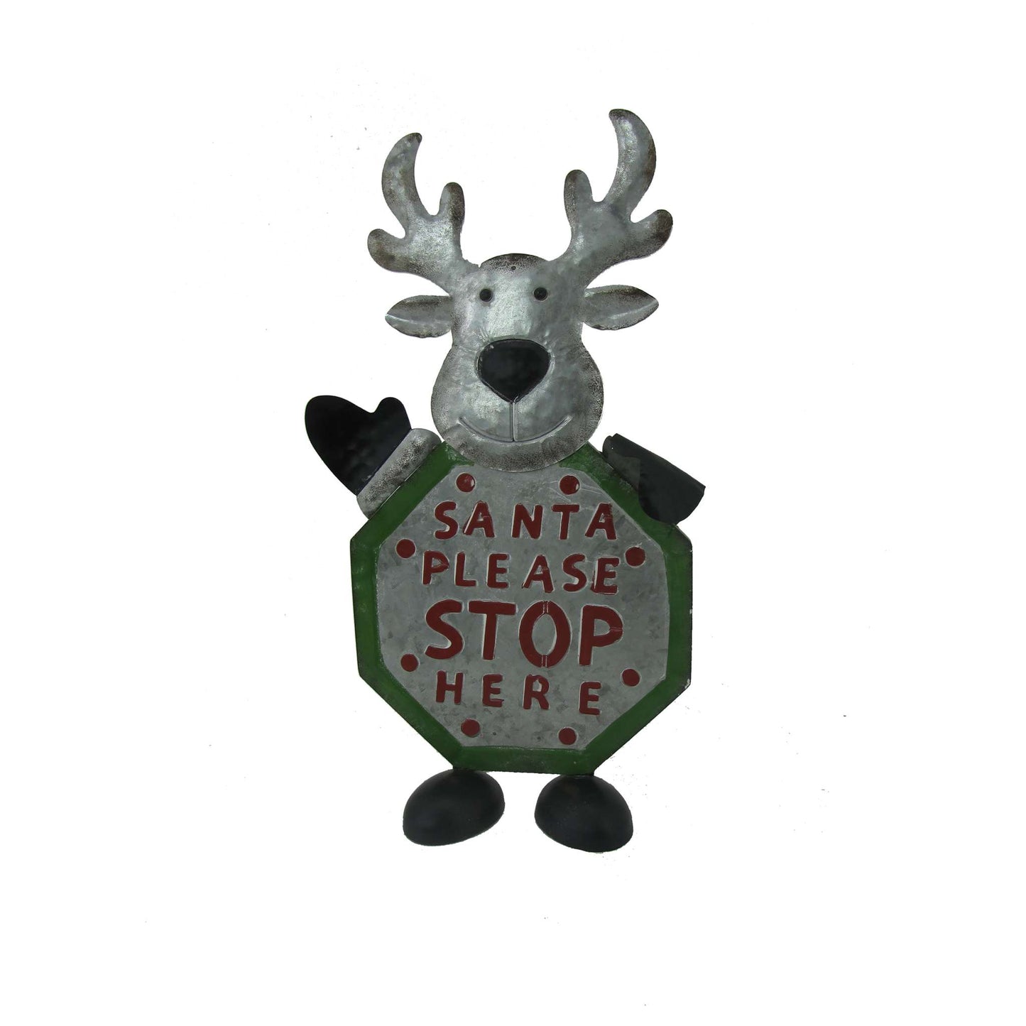 Christmas Set of 3 Galvanized Iron Christmas Crossing Guard Sign Decorations