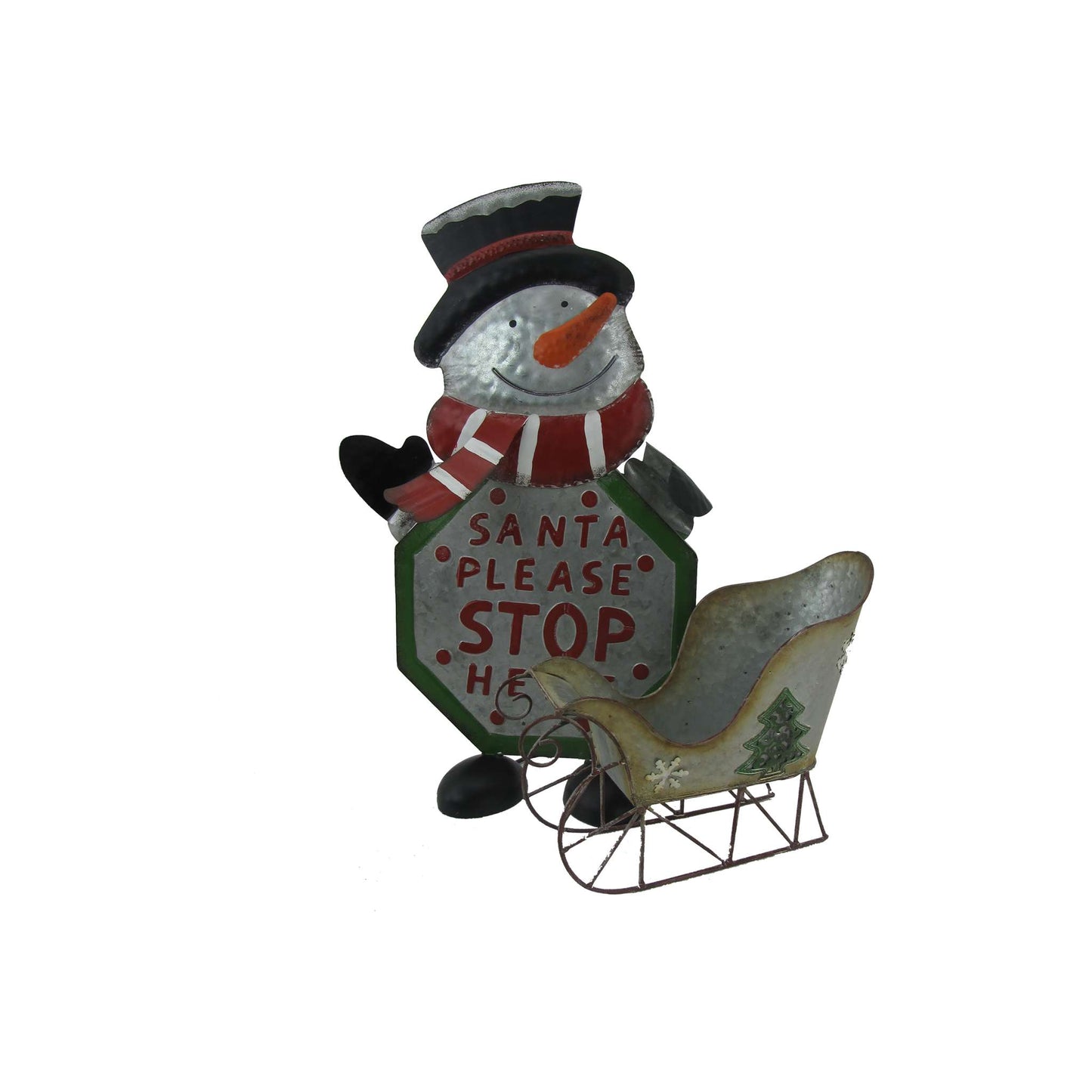 Christmas Set of 3 Galvanized Iron Christmas Crossing Guard Sign Decorations