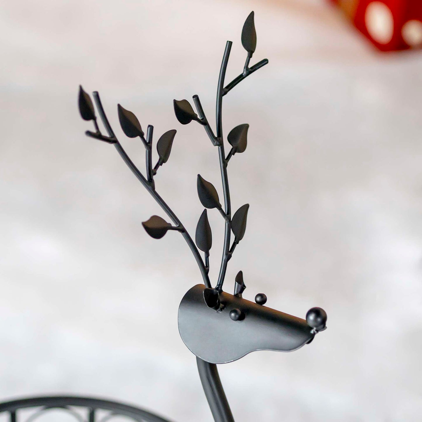 Christmas 34" Tall Iron Reindeer Planter in Black